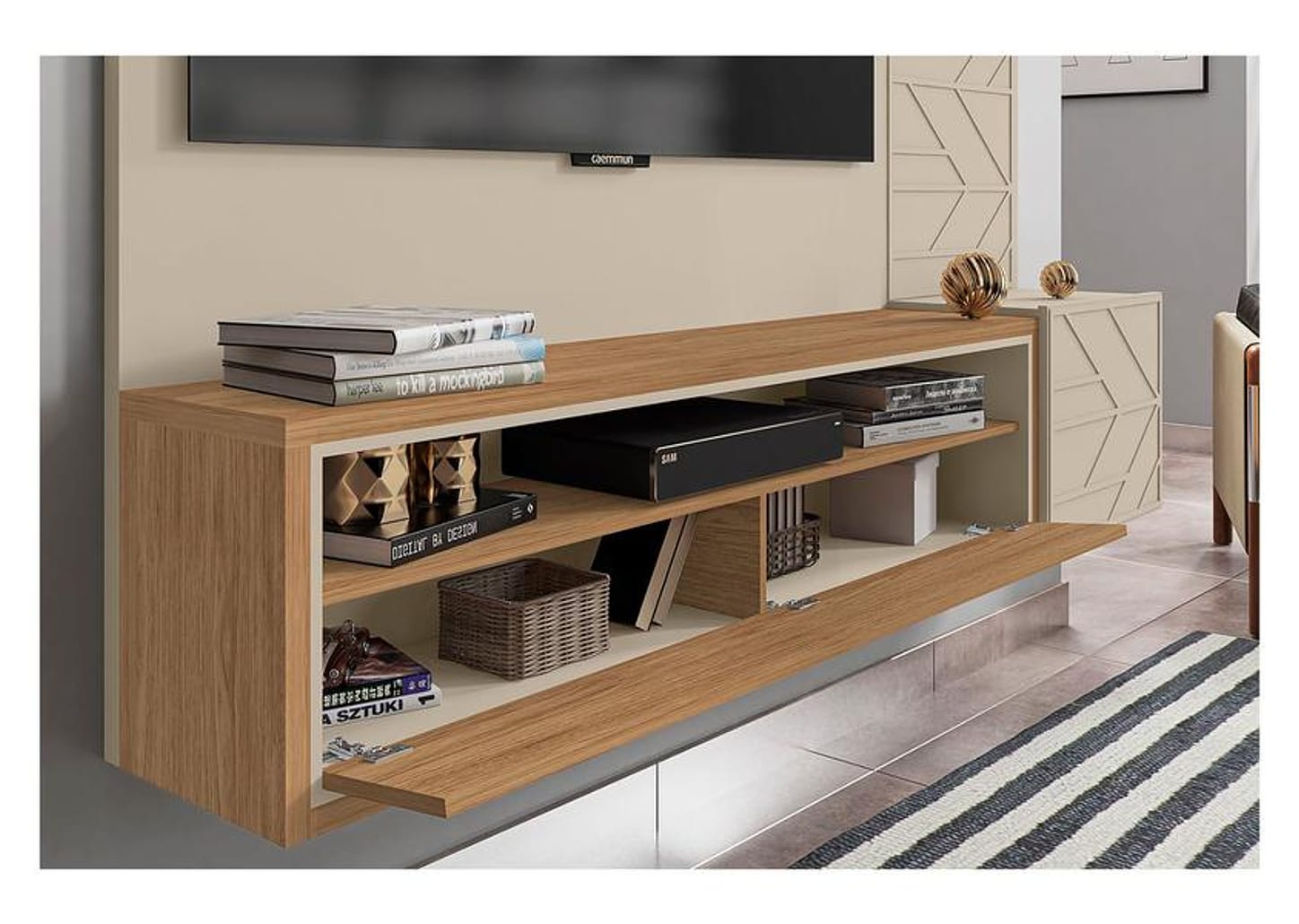 Painel para TV até 65” 1 Prateleira Caemmun Prisma