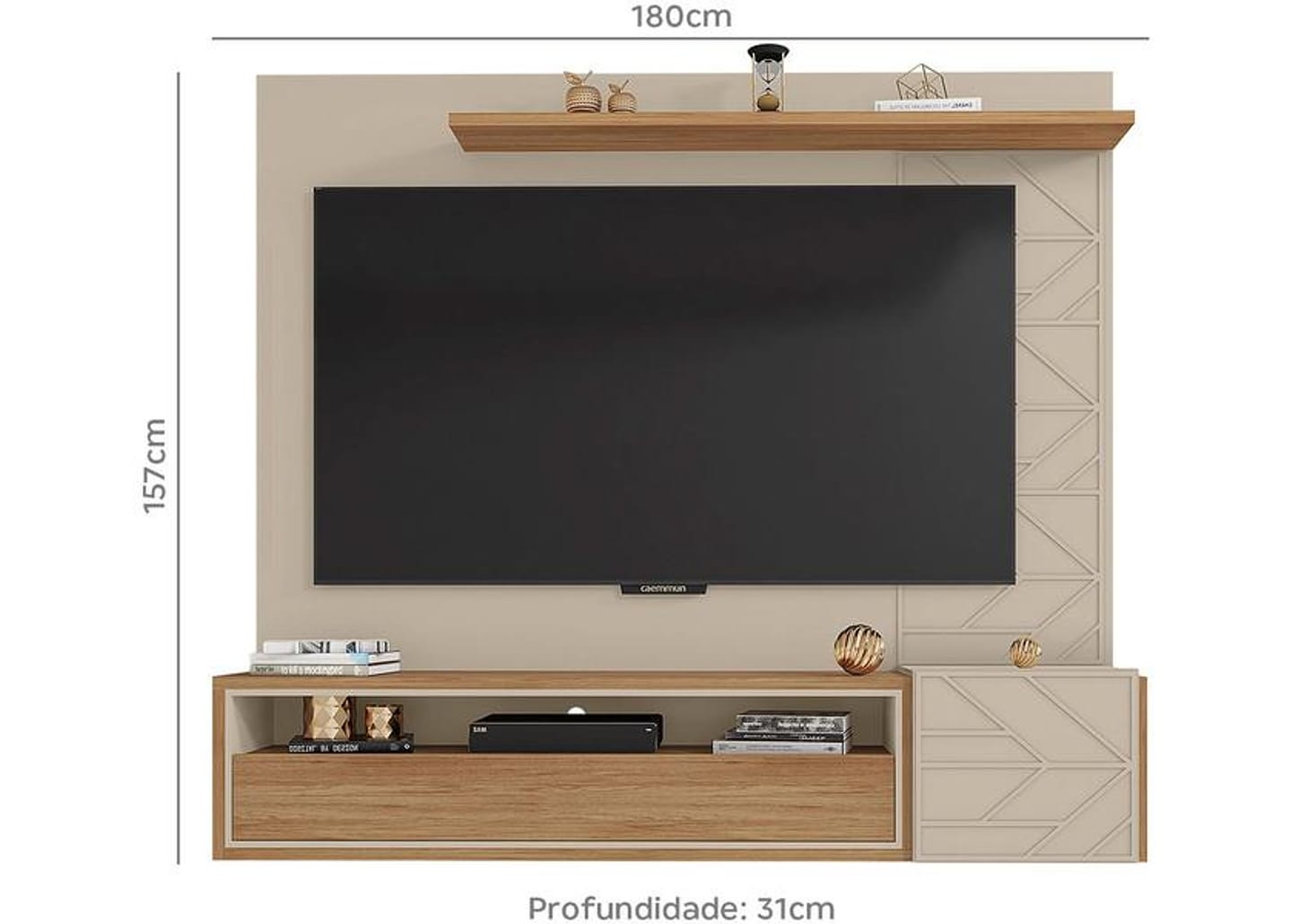 Painel para TV até 65” 1 Prateleira Caemmun Prisma