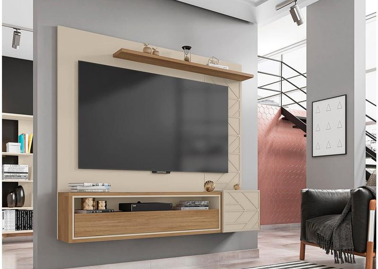 Painel para TV até 65” 1 Prateleira Caemmun Prisma