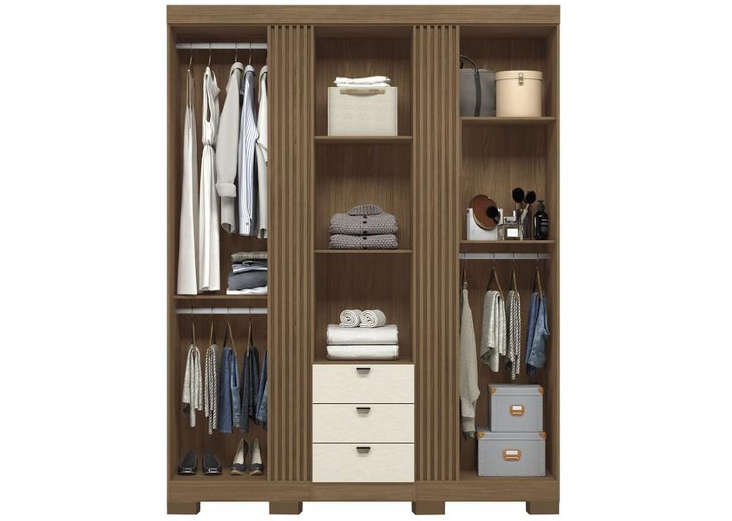 Guarda-roupa Casal 3 Portas 3 Gavetas Santos Andirá Aurora 3.3