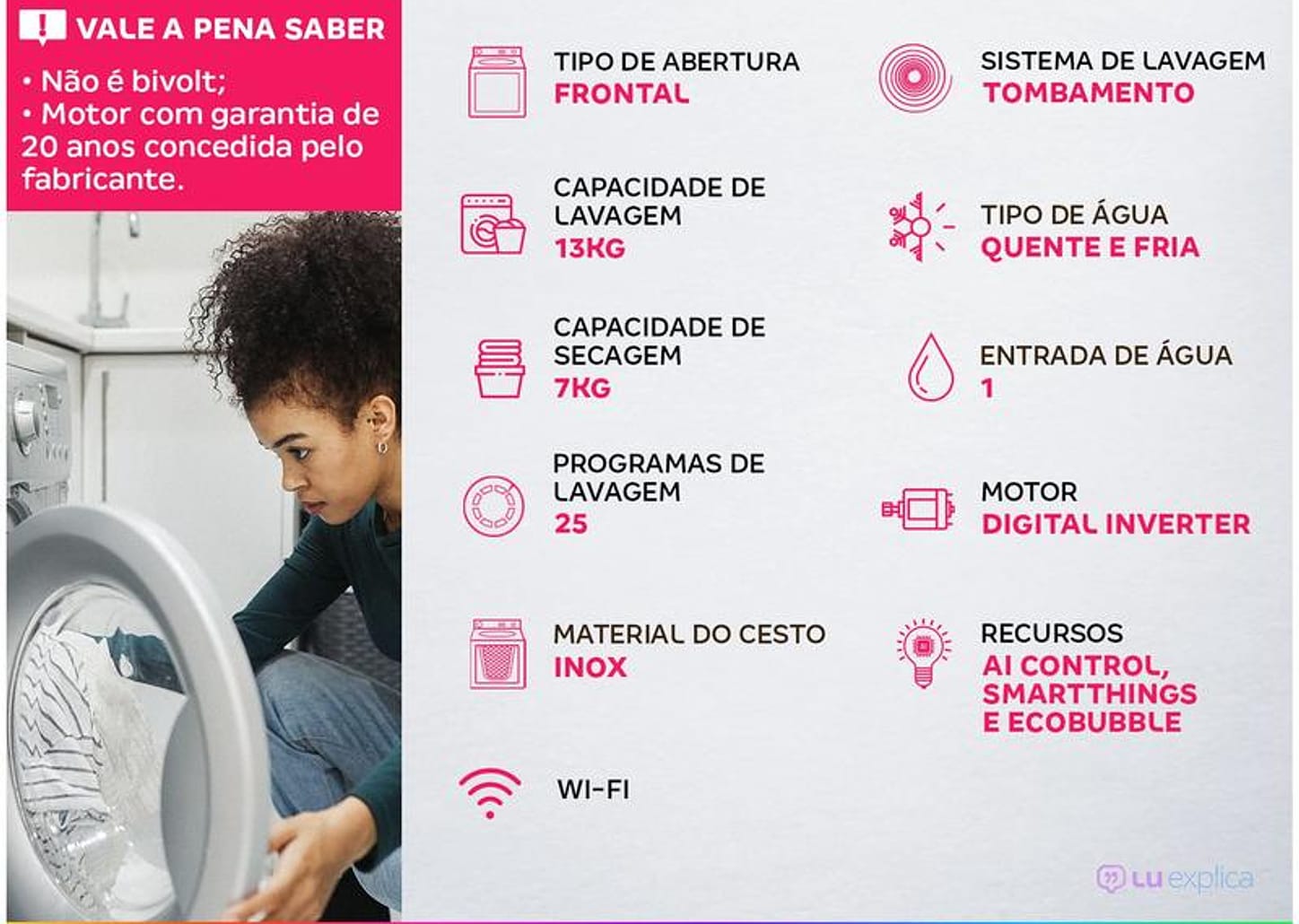 Lava e Seca Samsung 13kg Smart WD5000T Digital Inverter 3 em 1 Água Quente e Fria Cinza