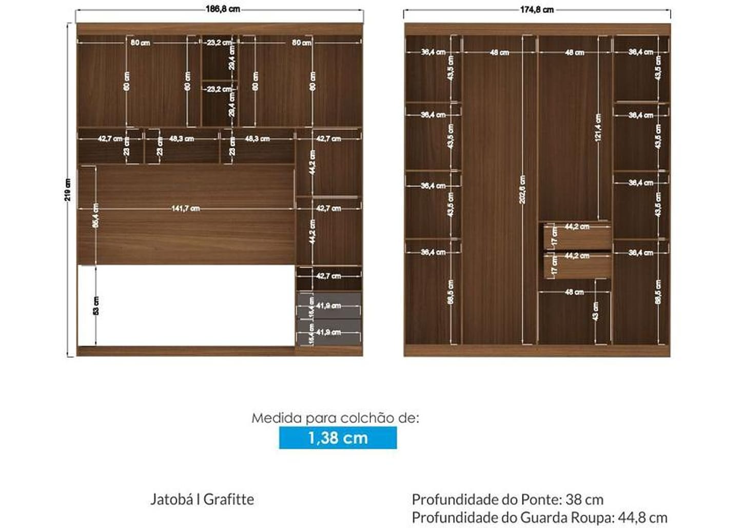 Quarto Modulado Casal 4 Peças Santos Andirá Lugano