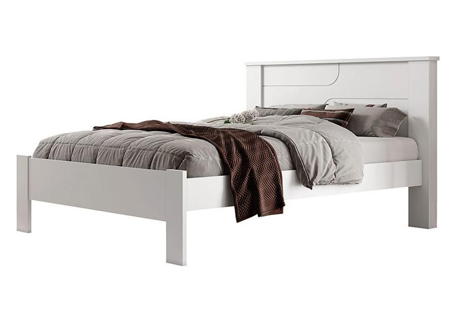 Cama de Casal Conquista Móveis Pérola Branco