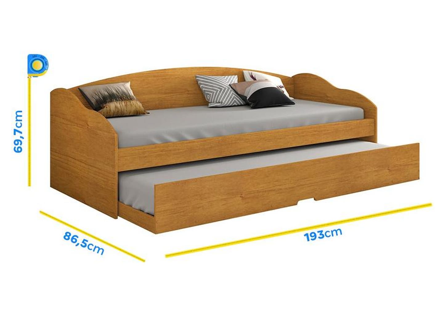 Sofá-cama Solteiro 2 Lugares Tinta e Verniz Ultravioleta Conquista Móveis Funny III