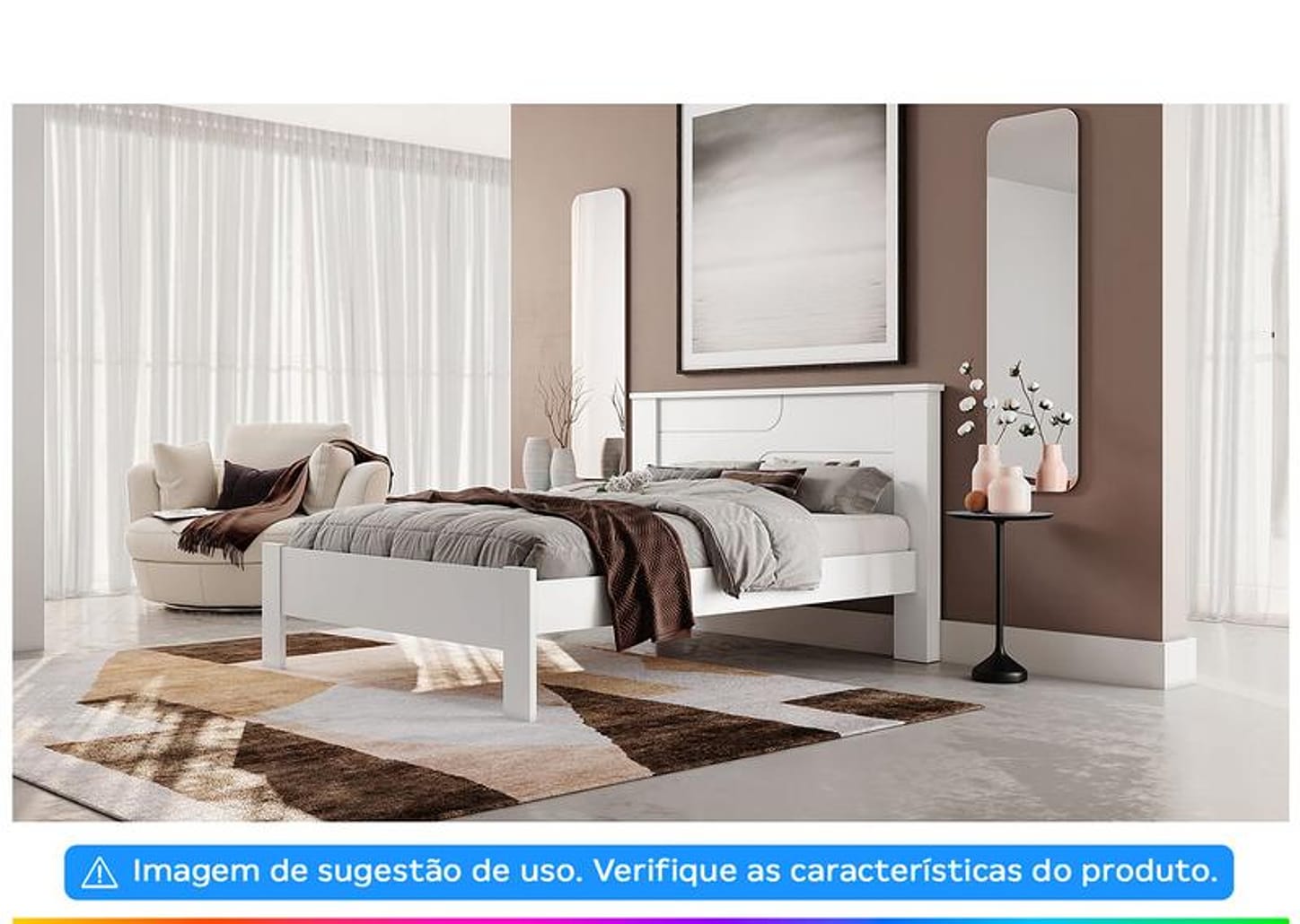 Cama de Casal Conquista Móveis Pérola Branco