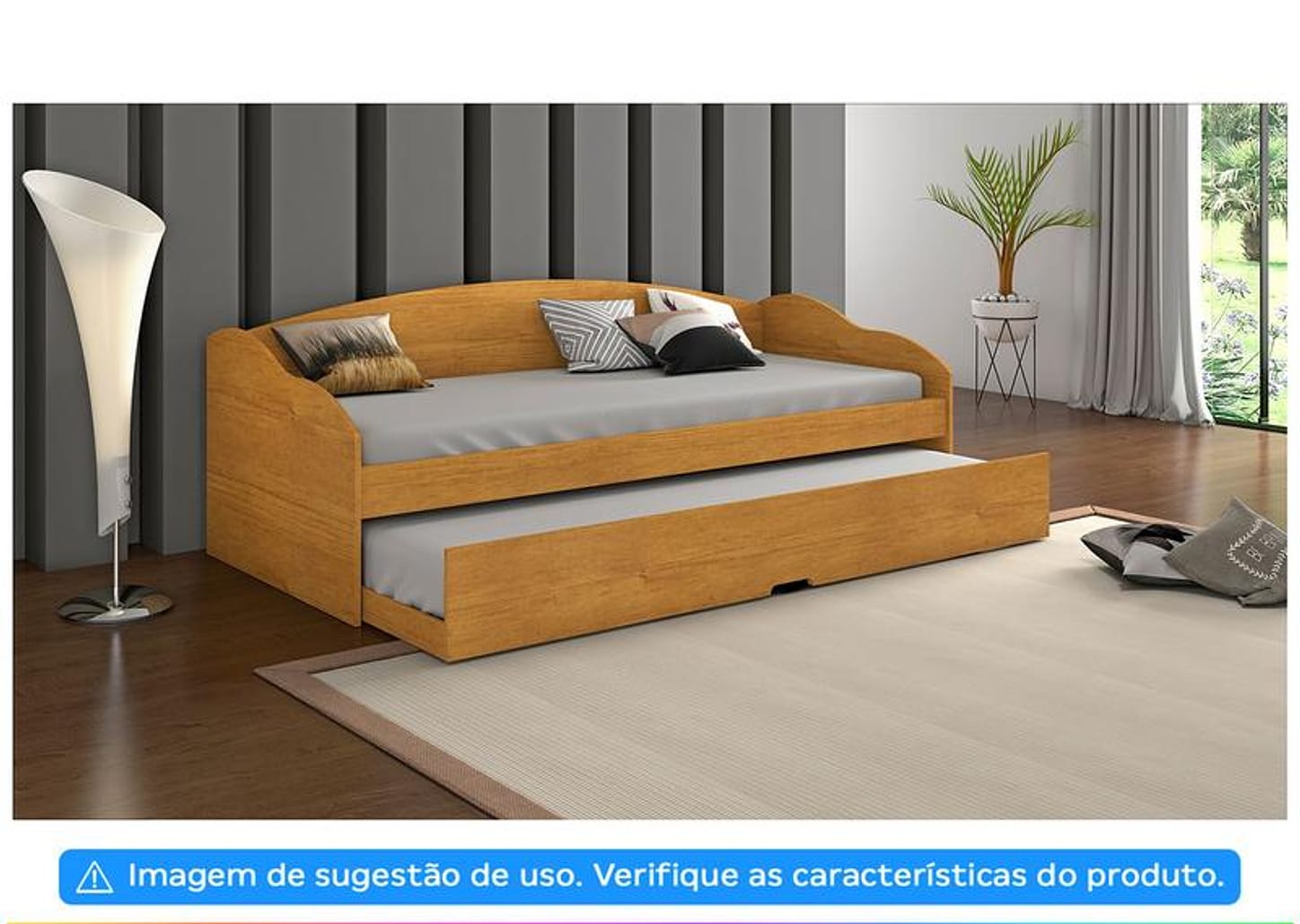 Sofá-cama Solteiro 2 Lugares Tinta e Verniz Ultravioleta Conquista Móveis Funny III
