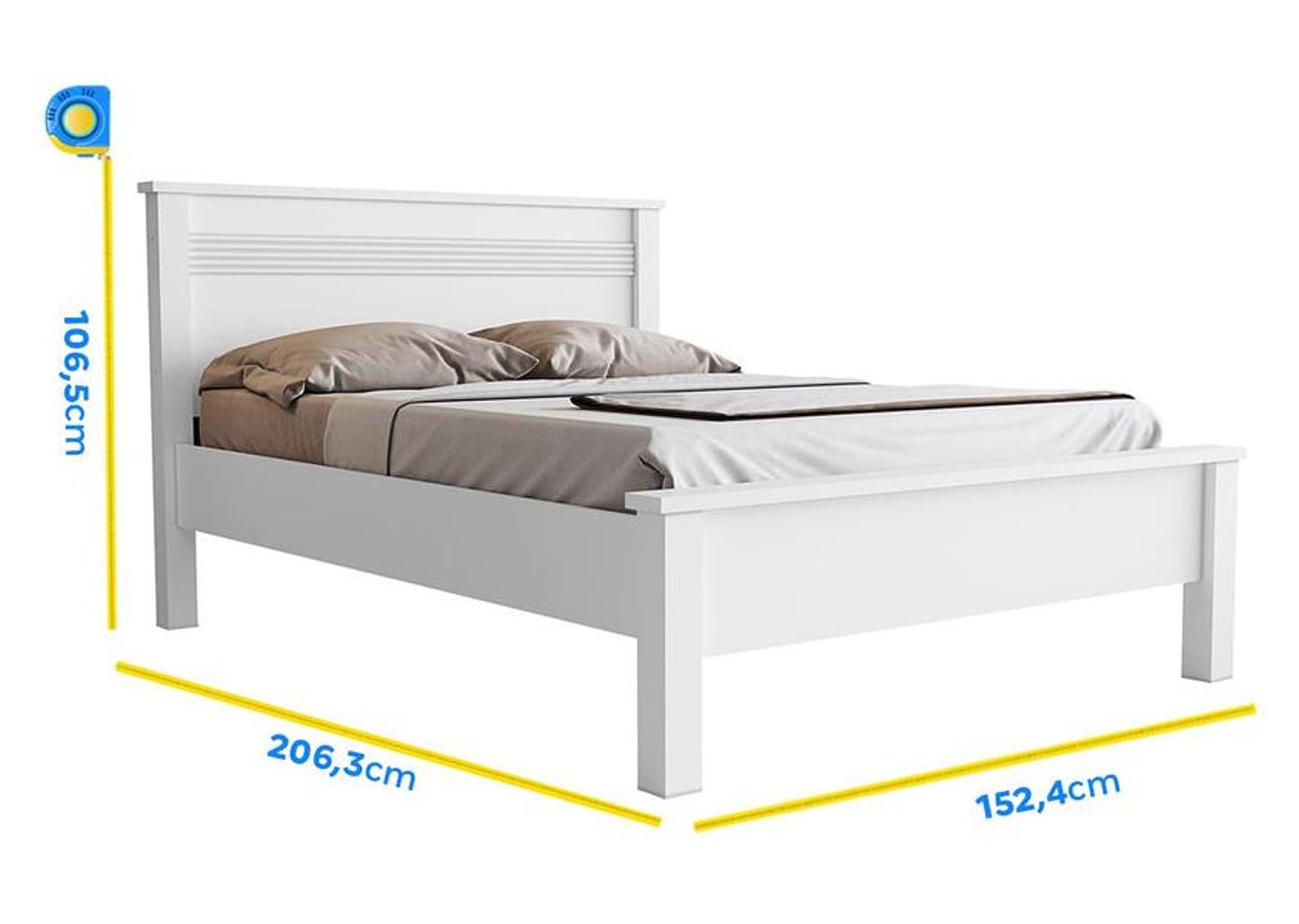 Cama de Casal Conquista Móveis Barcelona Branco