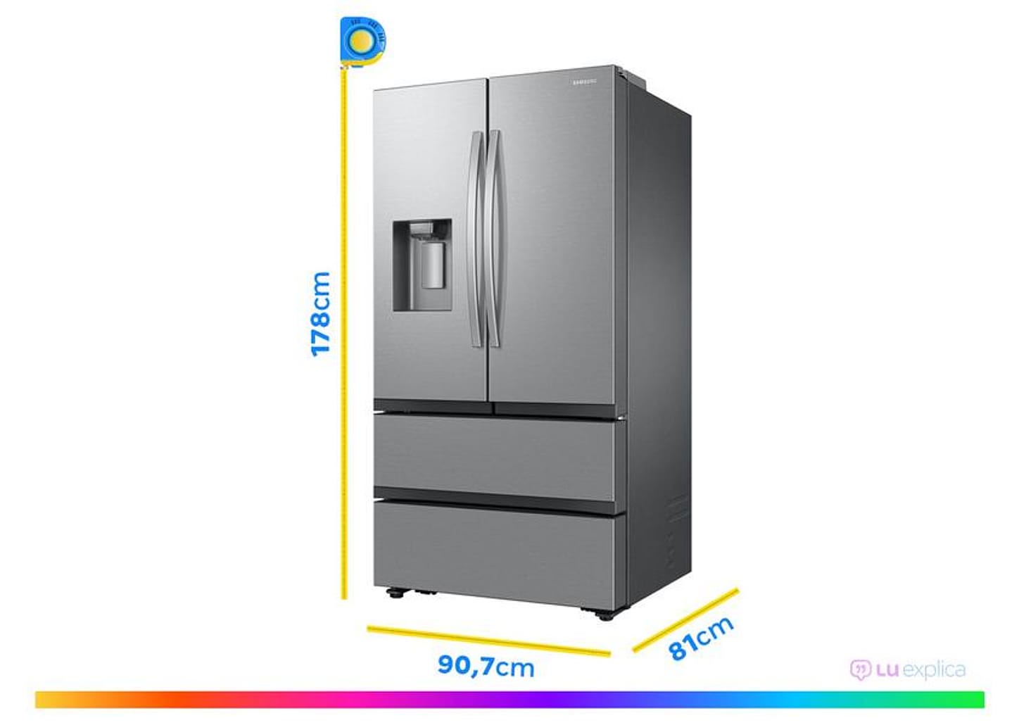Geladeira/Refrigerador Samsung Smart Frost Free French Door Prata 467L com Dispenser de Água e Gelo RF26CG740