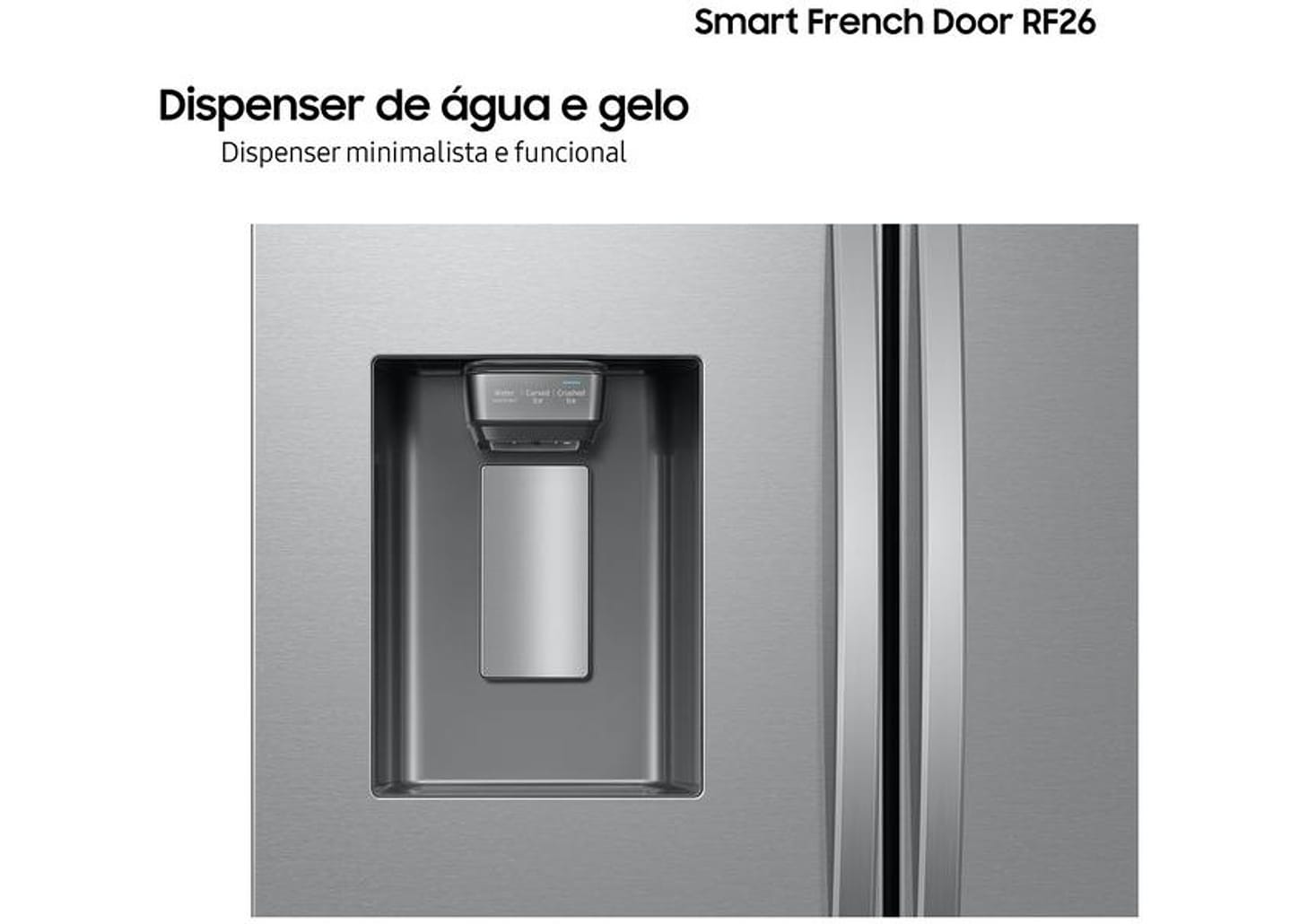 Geladeira/Refrigerador Samsung Smart Frost Free French Door Prata 467L com Dispenser de Água e Gelo RF26CG740