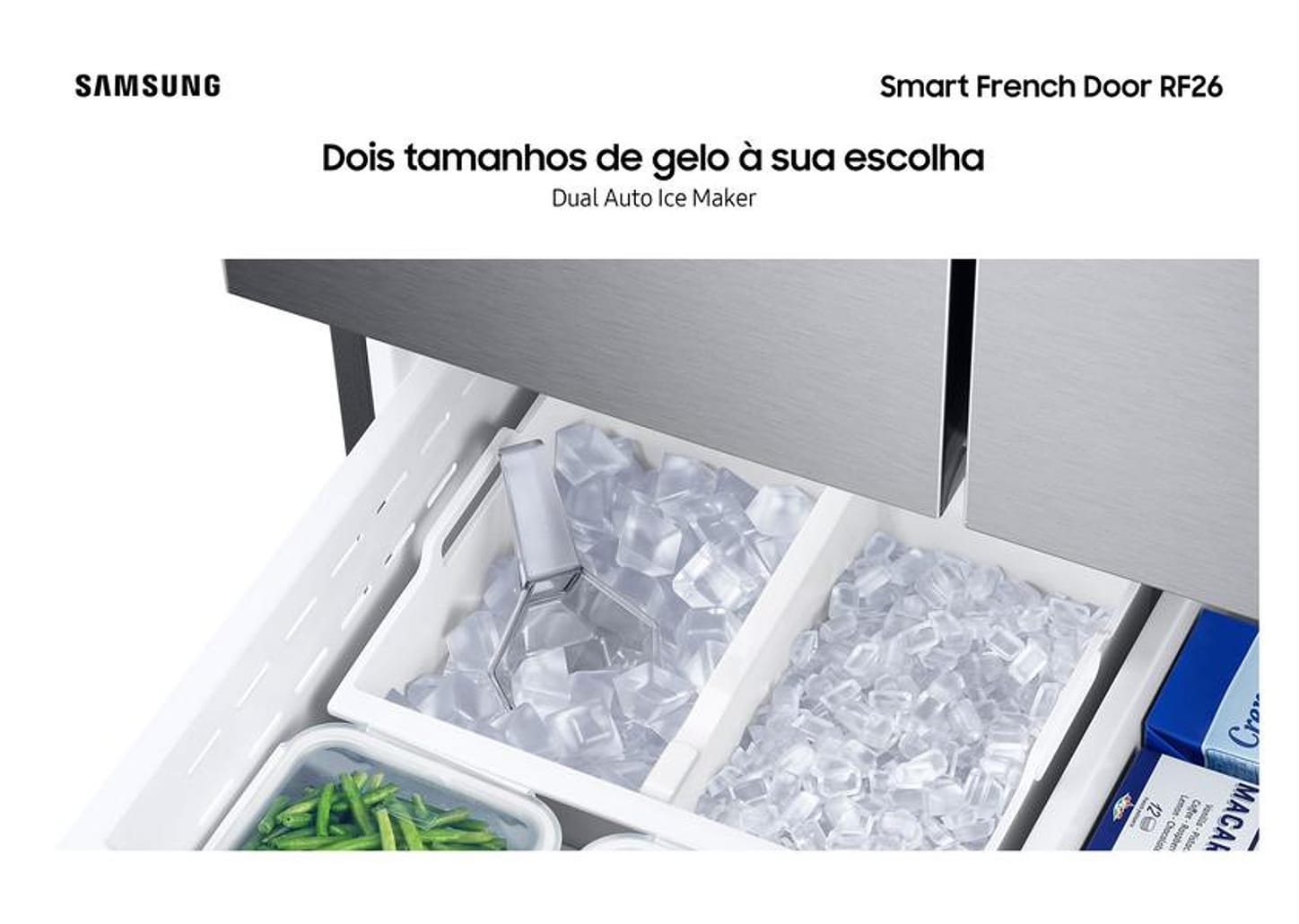 Geladeira/Refrigerador Samsung Smart Frost Free French Door Prata 467L com Dispenser de Água e Gelo RF26CG740