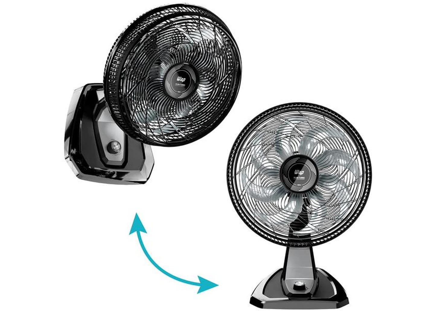 Ventilador 2 em 1 Wap Flow Turbo 50cm 8 Pás 3 Velocidades Preto e Cinza