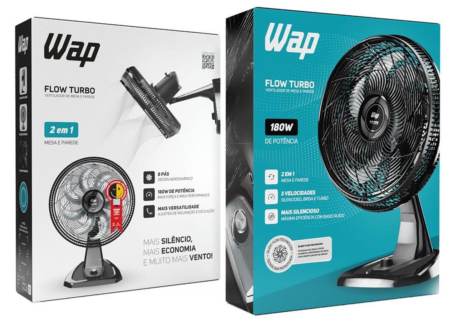 Ventilador 2 em 1 Wap Flow Turbo 50cm 8 Pás 3 Velocidades Preto e Cinza