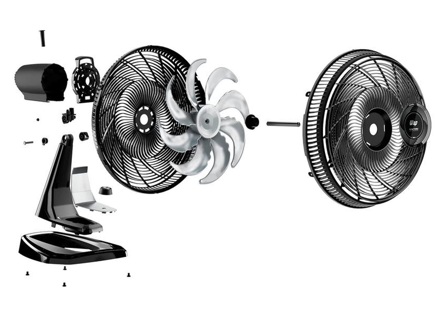 Ventilador 2 em 1 Wap Flow Turbo 50cm 8 Pás 3 Velocidades Preto e Cinza