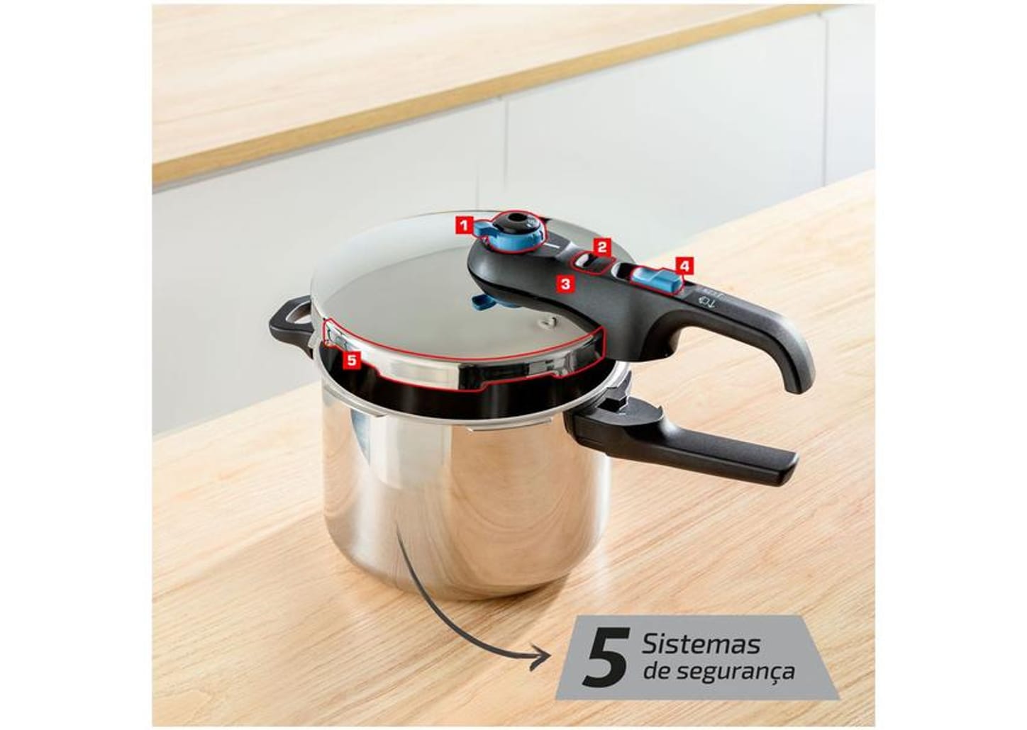 Panela de Pressão Rochedo Inox 6L Fechamento Externo Secure Trendy