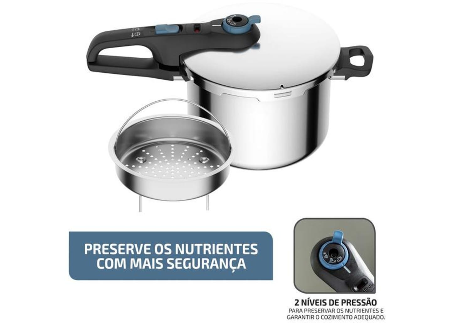 Panela de Pressão Rochedo Inox 6L Fechamento Externo Secure Trendy