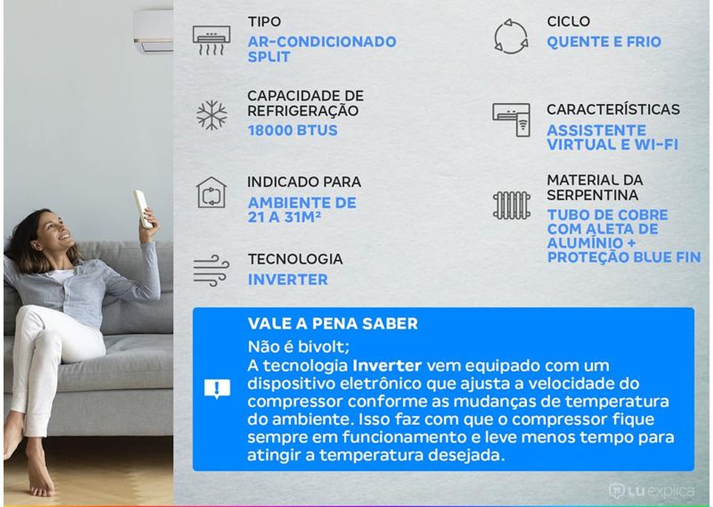 Ar-condicionado Split Gree Inverter 18.000BTUs Quente e Frio GWH18ATD-D6DNA2A