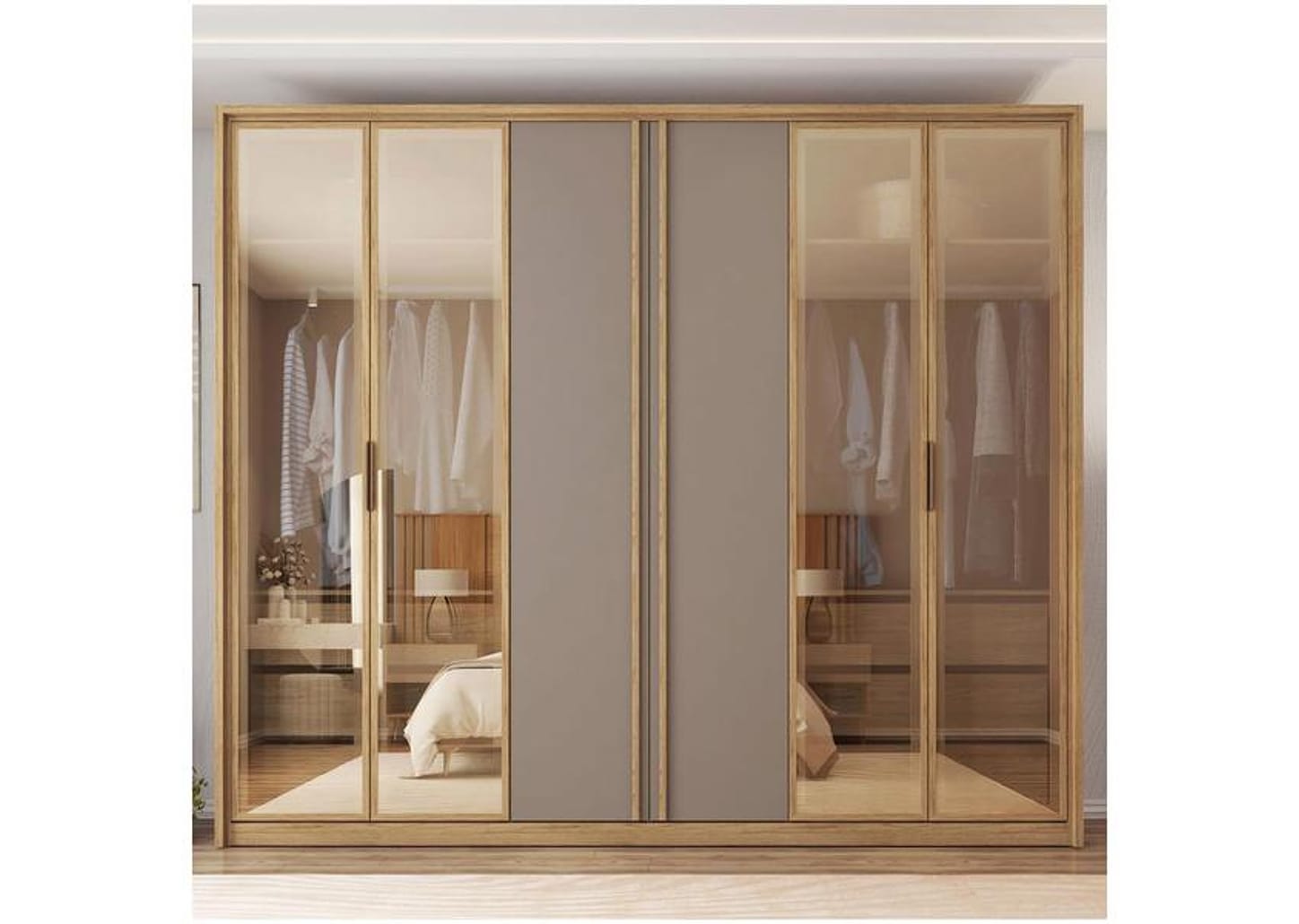 Guarda-roupa Casal 6 Portas 4 Gavetas Caemmun Cristal