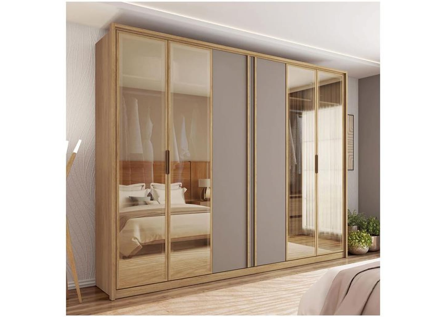 Guarda-roupa Casal 6 Portas 4 Gavetas Caemmun Cristal