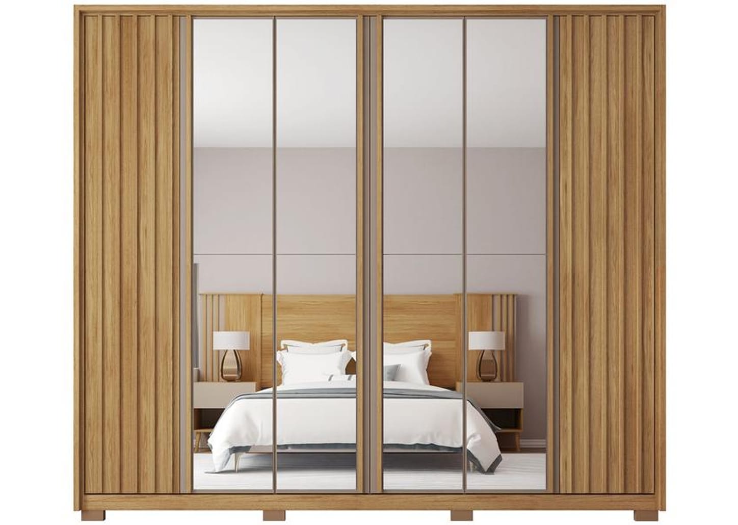 Guarda-roupa Casal com Espelho 6 Portas 4 Gavetas Caemmun Apollo