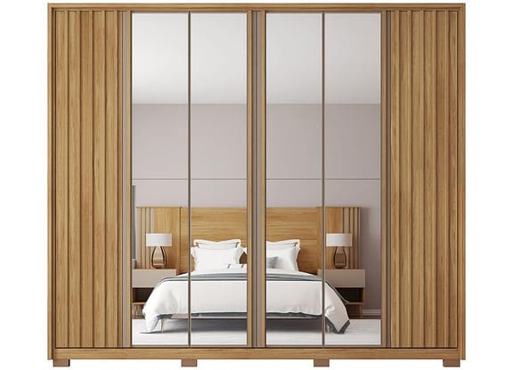 Guarda-roupa Casal com Espelho 6 Portas 4 Gavetas Caemmun Apollo