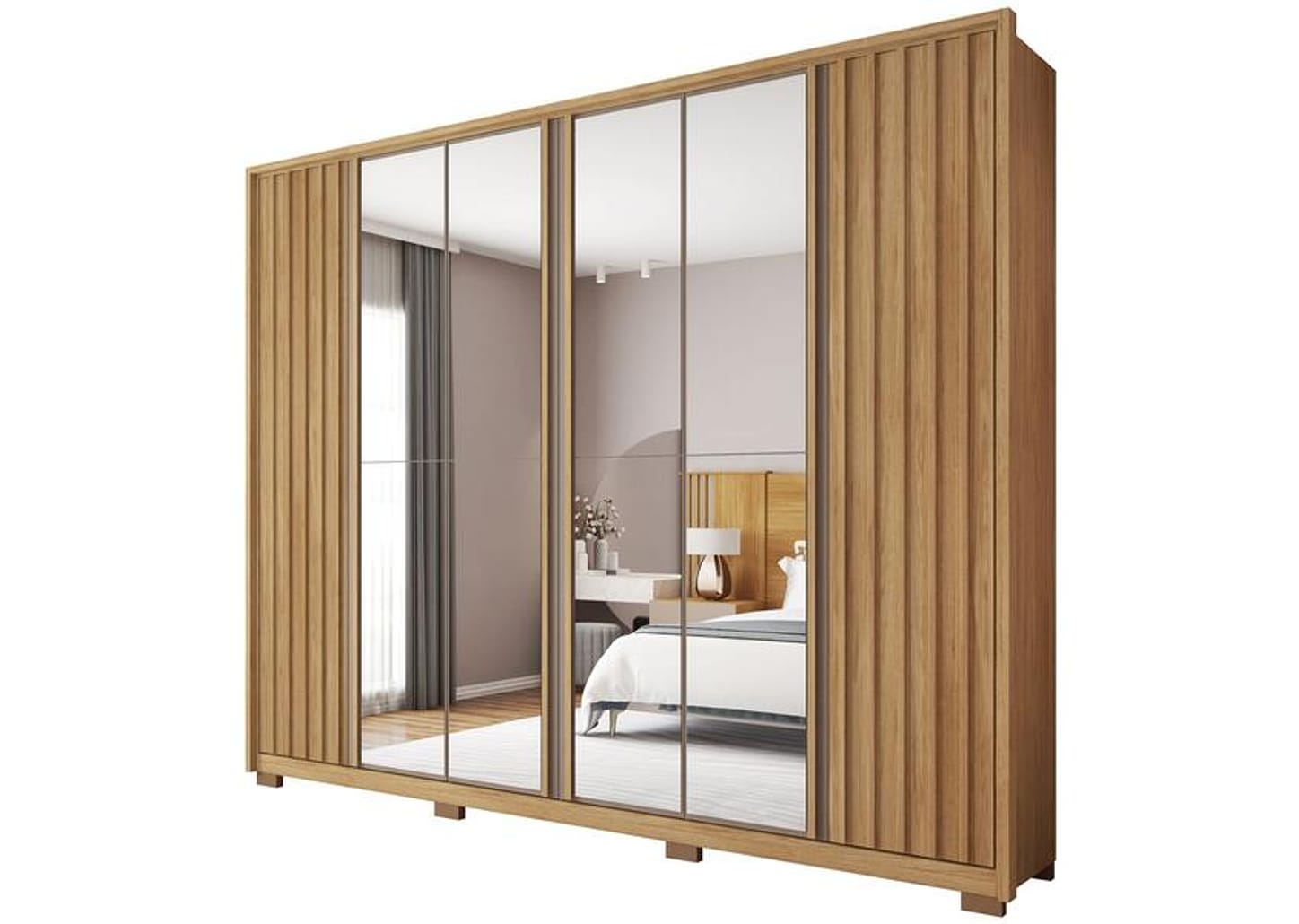 Guarda-roupa Casal com Espelho 6 Portas 4 Gavetas Caemmun Apollo