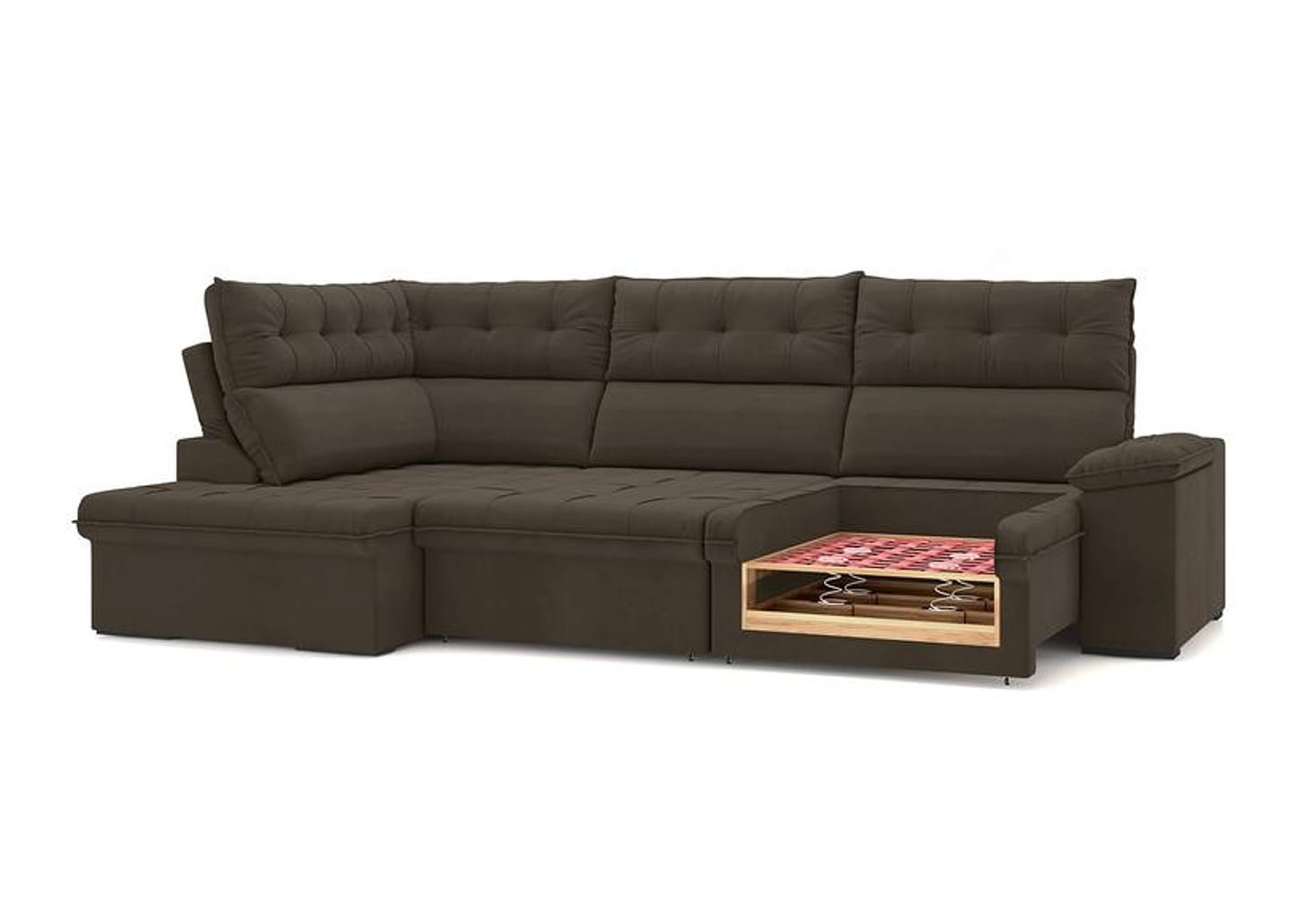 Sofá de Canto 6 Lugares Retrátil Reclinável Suede Veludo Madrid Flexforma Estofados