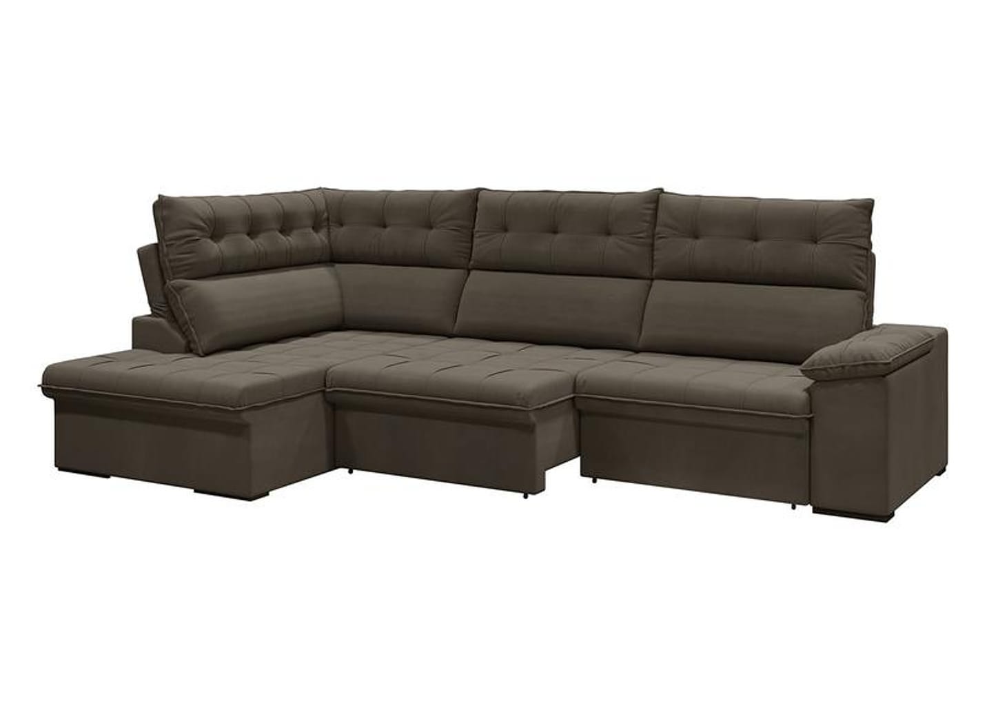 Sofá de Canto 6 Lugares Retrátil Reclinável Suede Veludo Madrid Flexforma Estofados