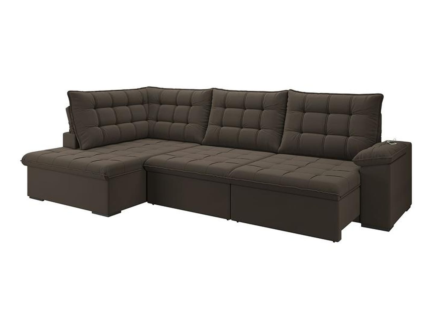 Sofá de Canto 6 Lugares Retrátil Reclinável Suede Veludo Dallas Flexforma Estofados