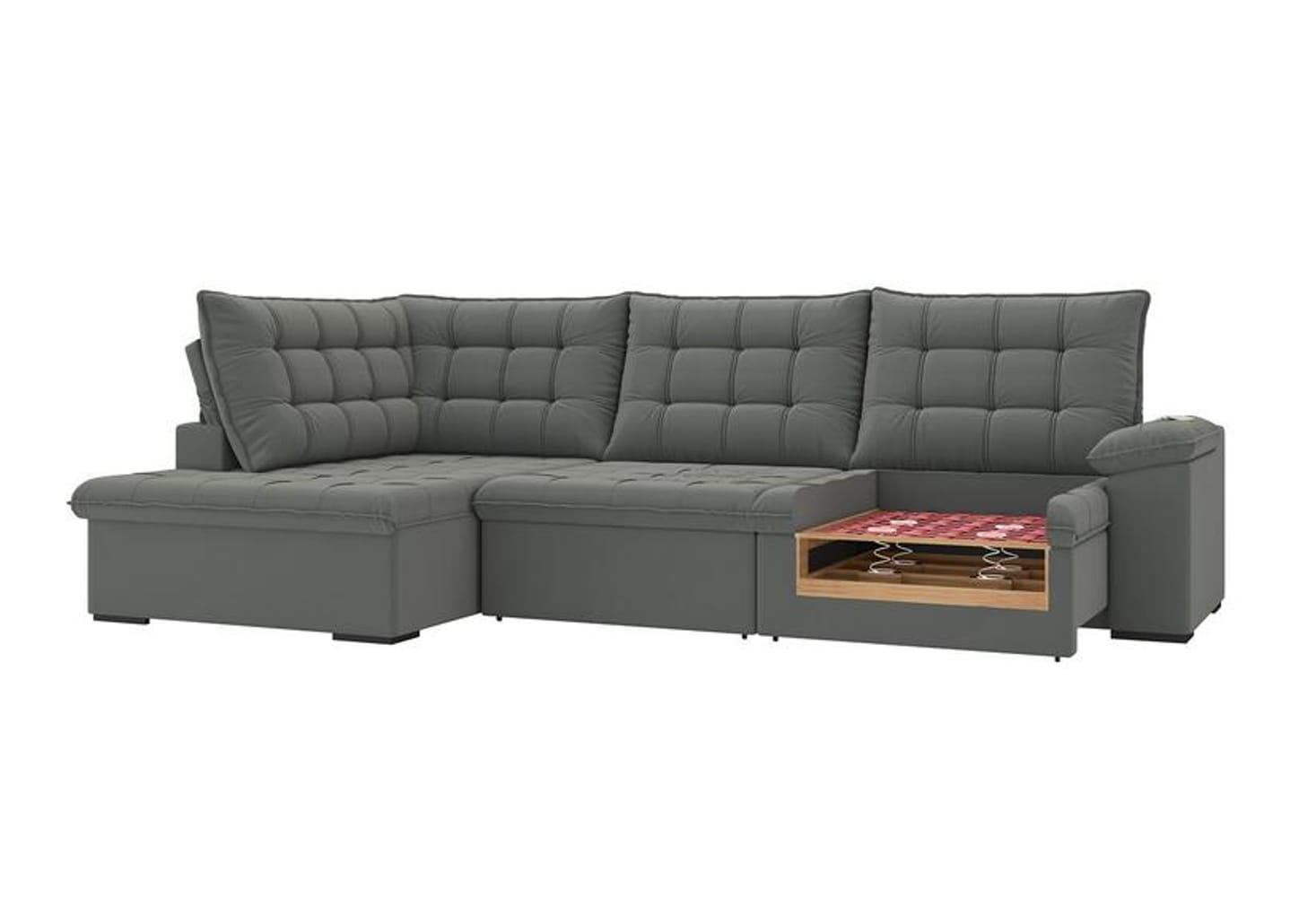 Sofá de Canto 6 Lugares Retrátil Reclinável Suede Veludo Dallas Flexforma Estofados