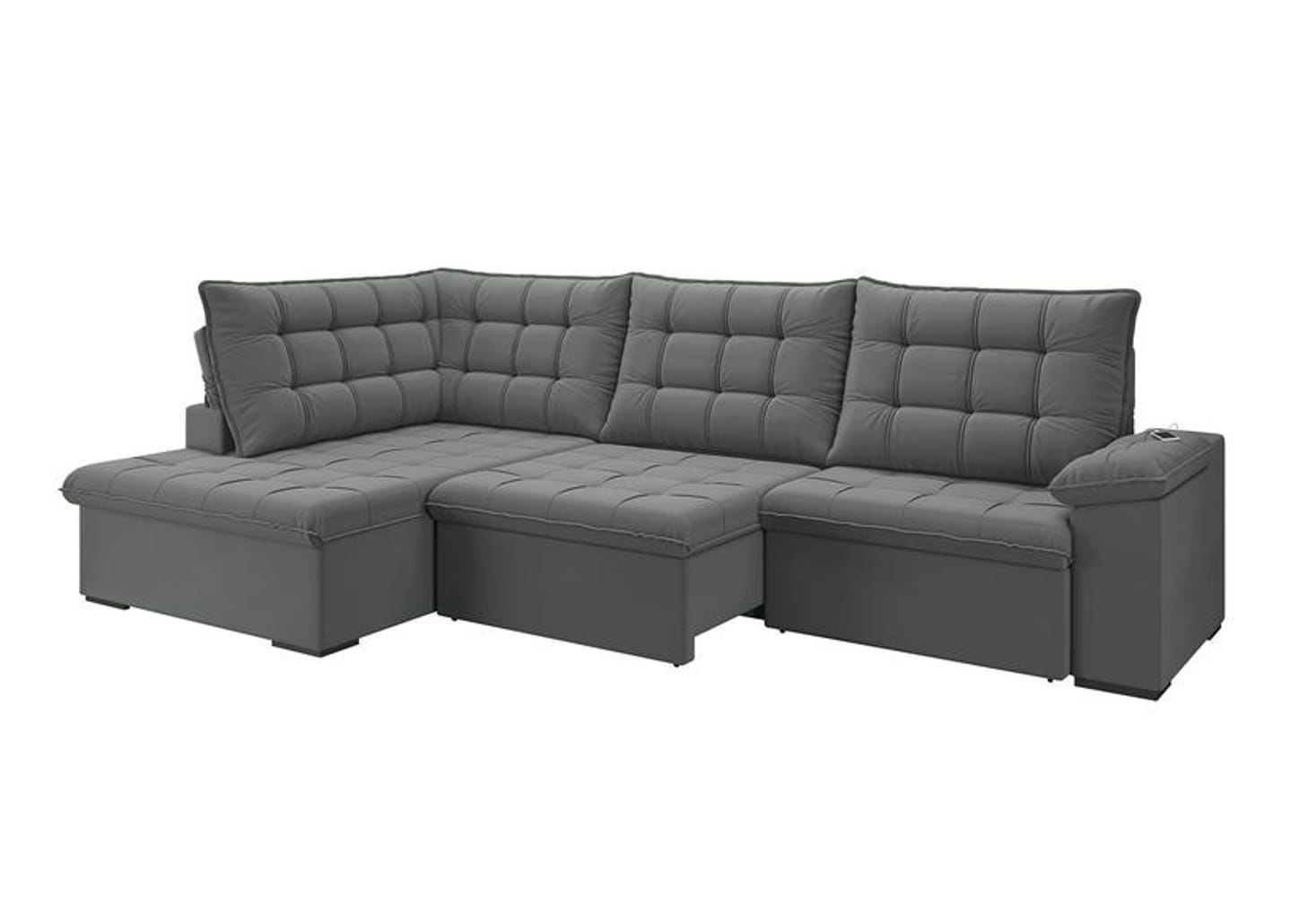 Sofá de Canto 6 Lugares Retrátil Reclinável Suede Veludo Dallas Flexforma Estofados