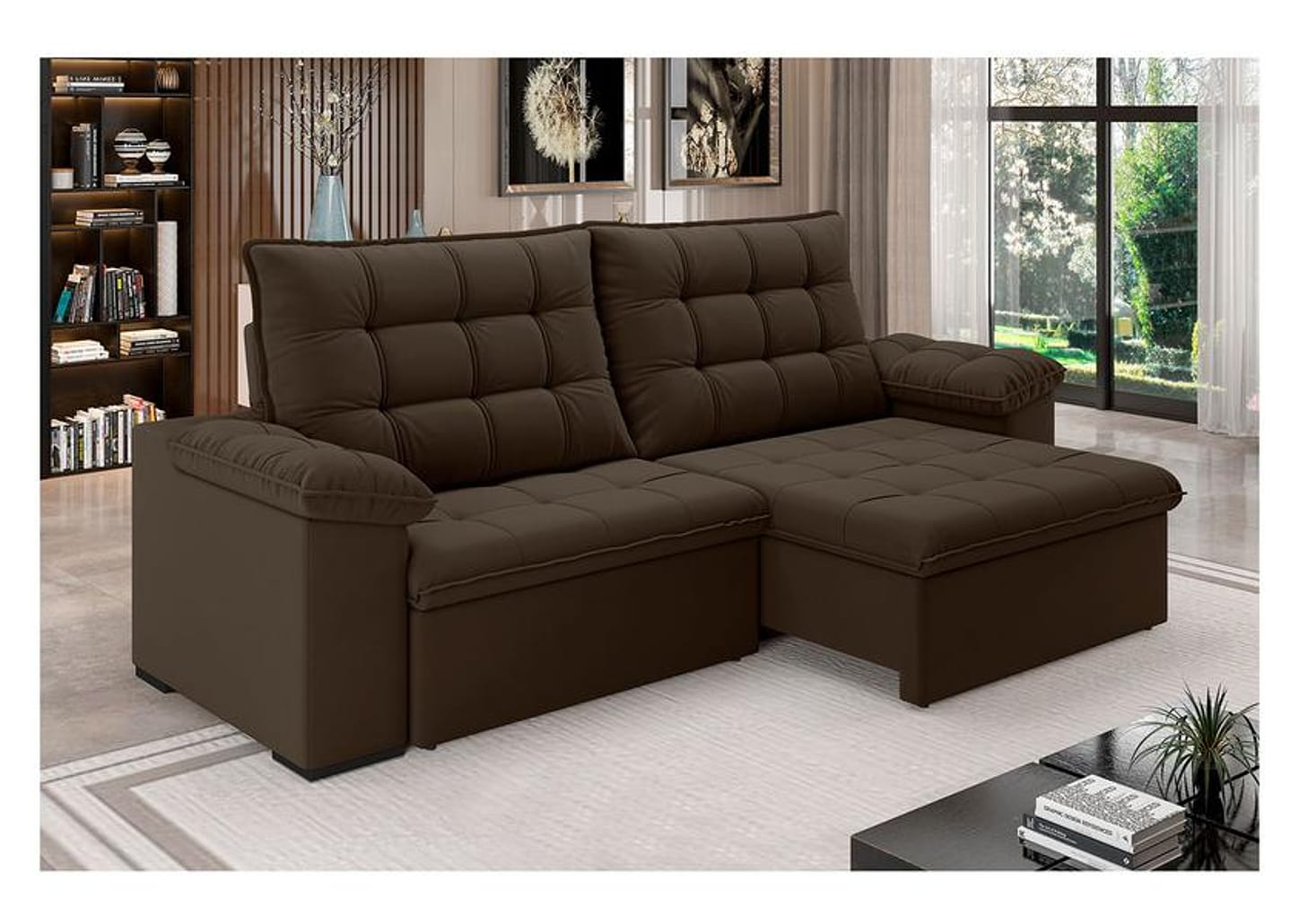 Sofá 4 Lugares Retrátil Reclinável Suede Veludo Dallas Flexforma Estofados