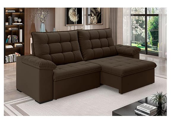 Sofá 4 Lugares Retrátil Reclinável Suede Veludo Dallas Flexforma Estofados