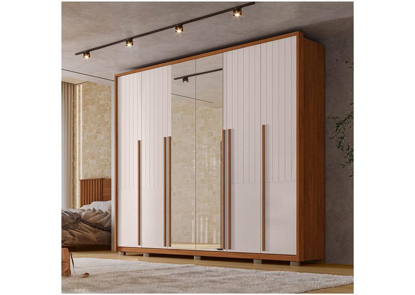 Guarda-roupa Casal com Espelho 6 Portas 6 Gavetas Caemmun Quintus Lux