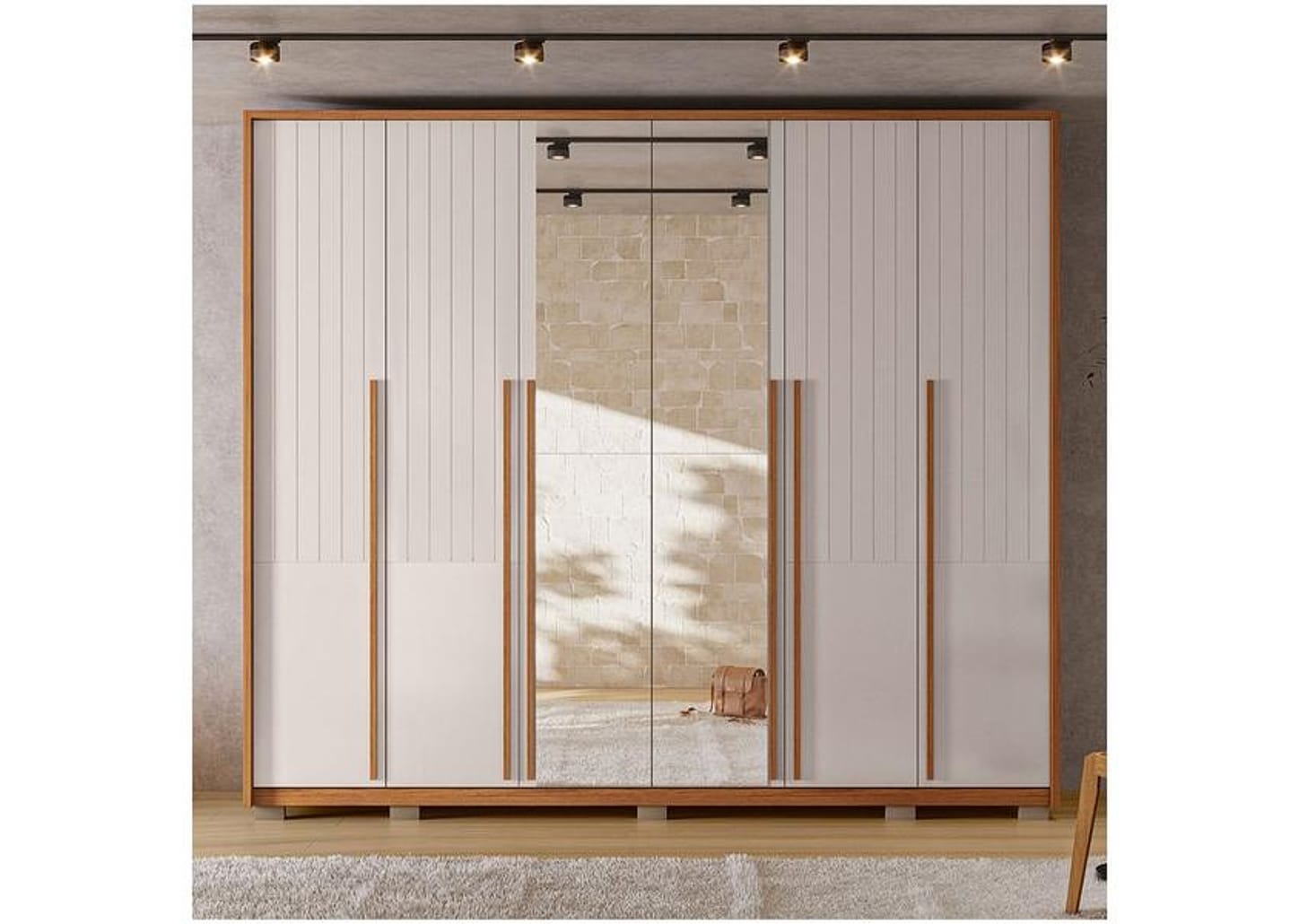 Guarda-roupa Casal com Espelho 6 Portas 6 Gavetas Caemmun Quintus Lux