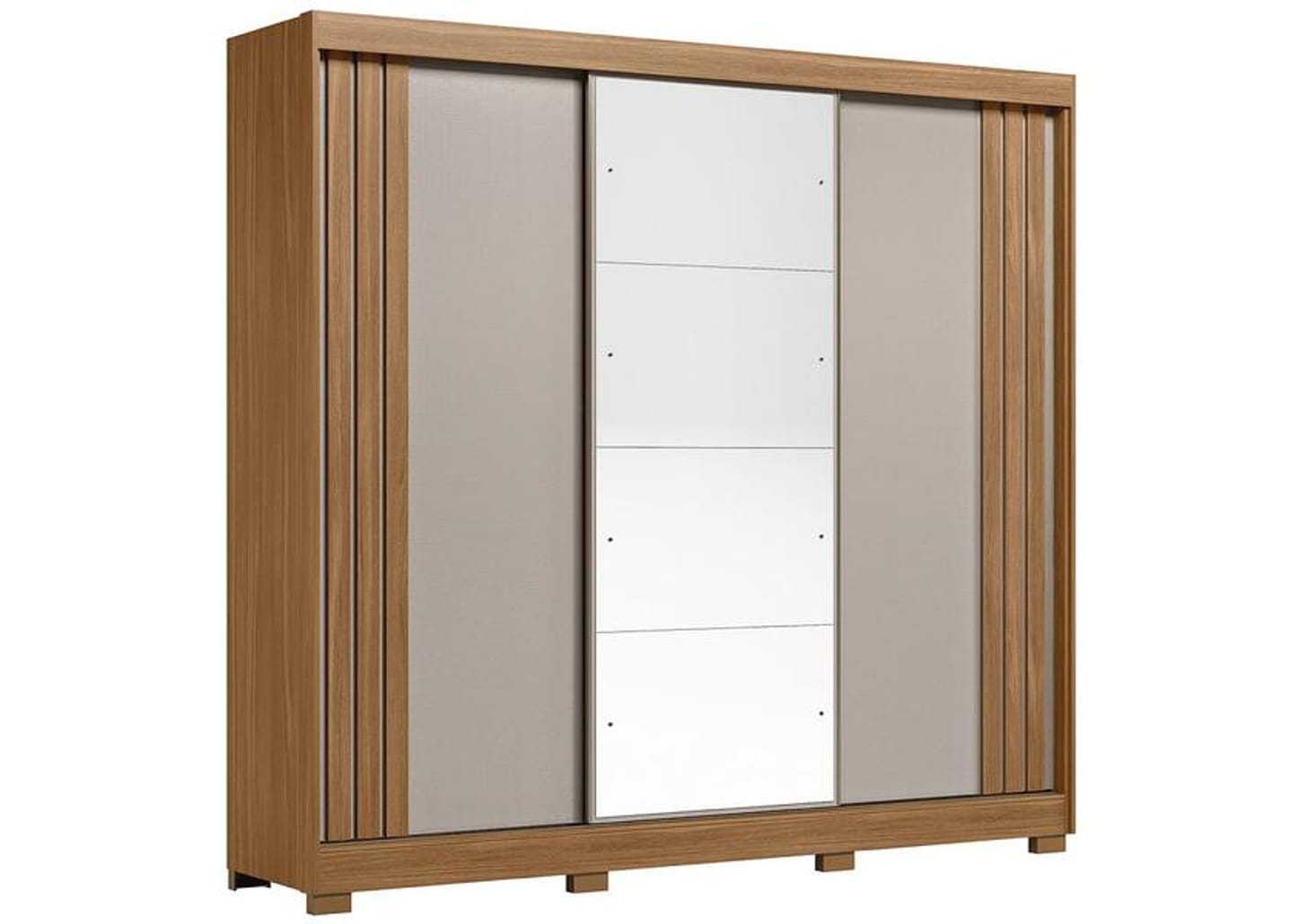 Guarda-roupa Casal com Espelho 3 Portas de Correr 6 Gavetas Demóbile Lille