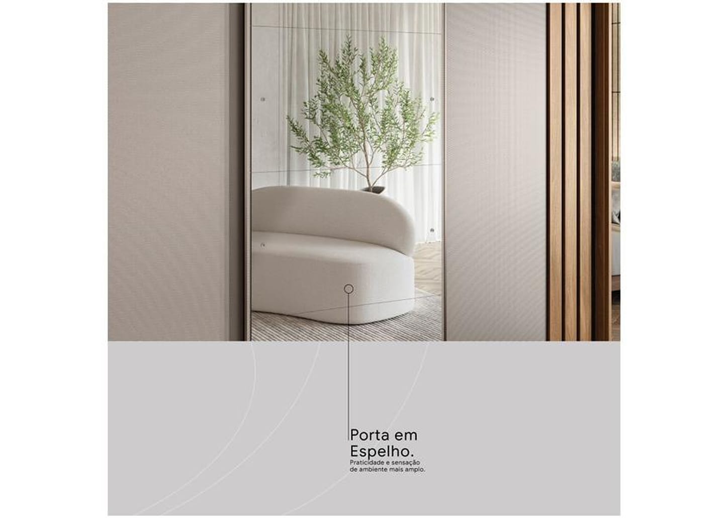 Guarda-roupa Casal com Espelho 3 Portas de Correr 6 Gavetas Demóbile Lille