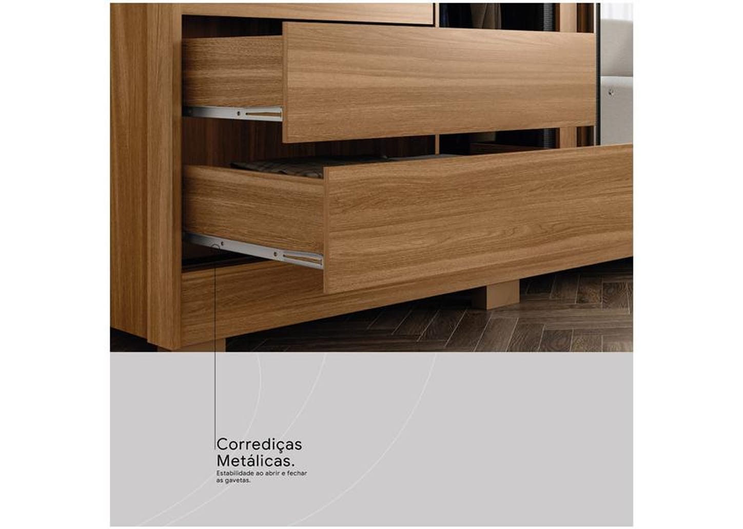 Guarda-roupa Casal com Espelho 3 Portas de Correr 6 Gavetas Demóbile Lille