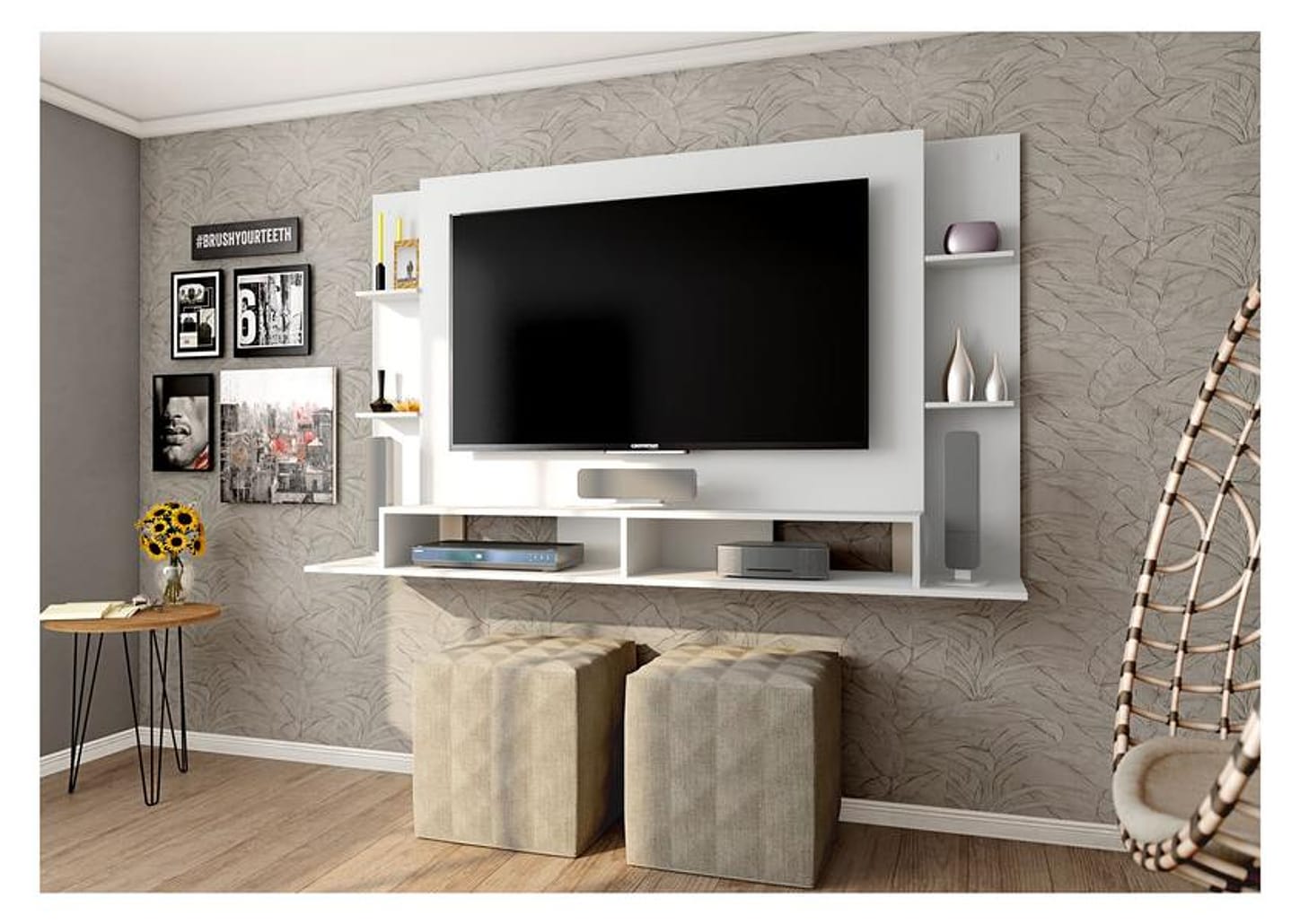 Painel para TV até 55" Caemmun Domínio 4 Prateleiras