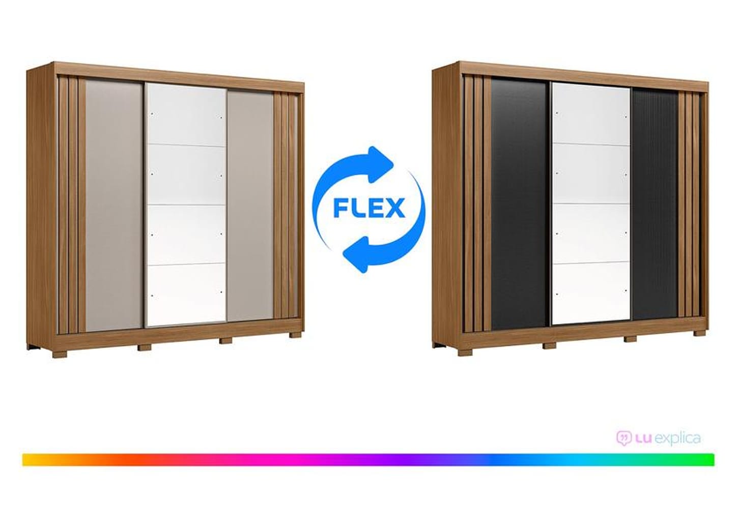 Guarda-roupa Casal com Espelho 3 Portas de Correr 6 Gavetas Demóbile Lille