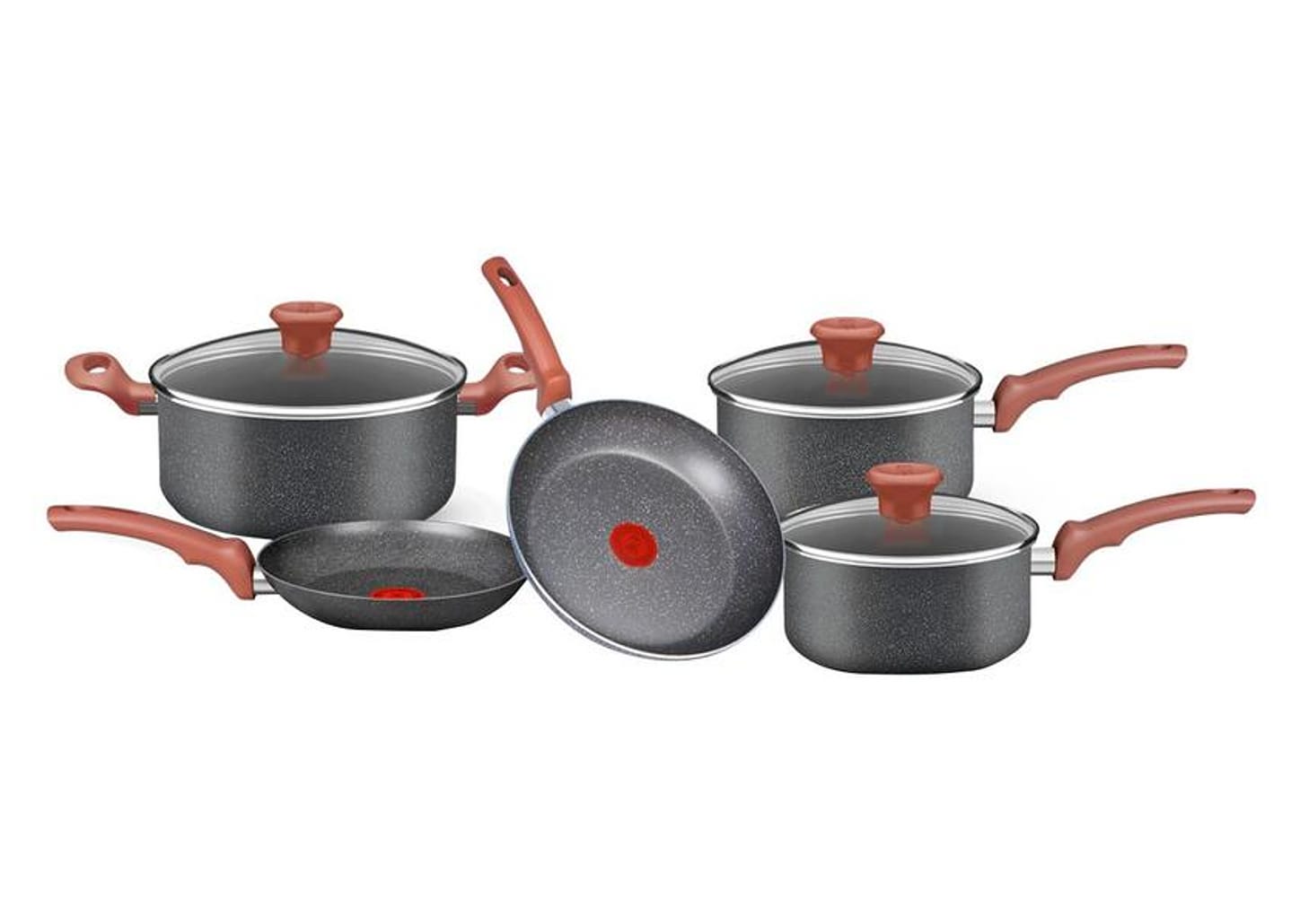 Jogo de Panelas Rochedo Antiaderente de Alumínio Bege 5 Peças Natural Stone