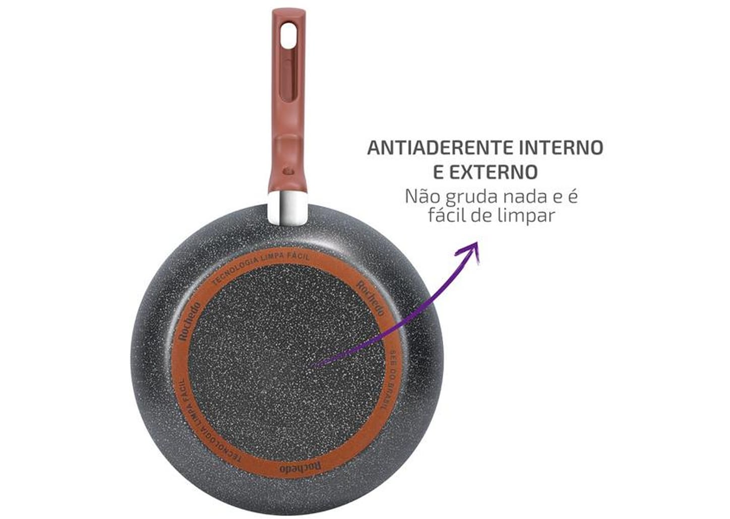 Jogo de Panelas Rochedo Antiaderente de Alumínio Bege 5 Peças Natural Stone