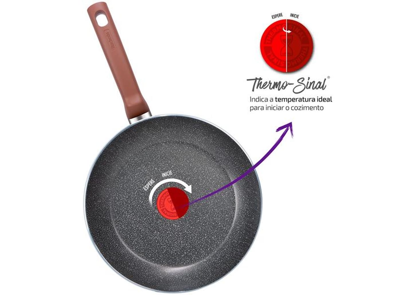 Jogo de Panelas Rochedo Antiaderente de Alumínio Bege 5 Peças Natural Stone