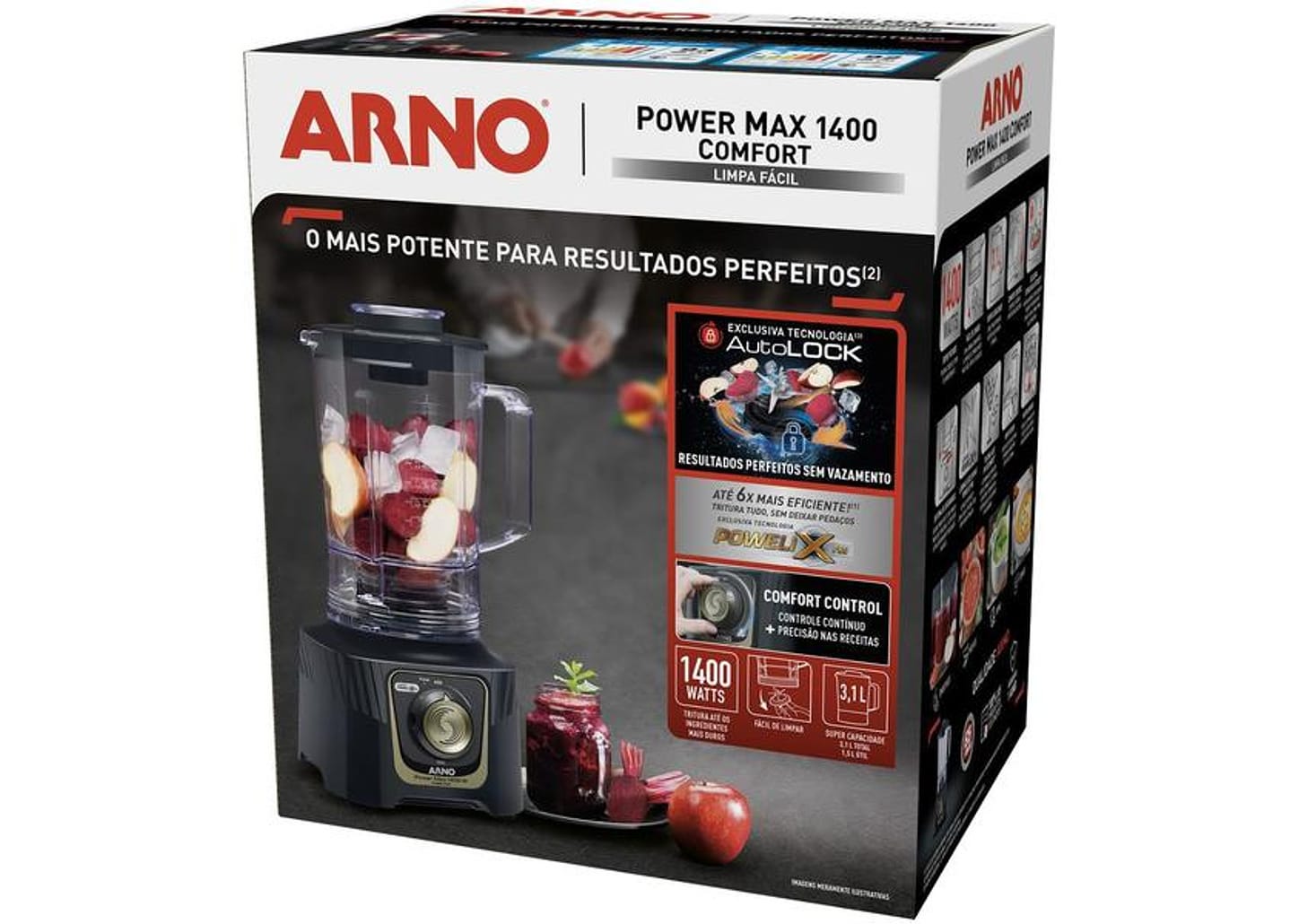 Liquidificador Arno Power Max Autolock LN78 15 Velocidades 1400W Preto e Cinza
