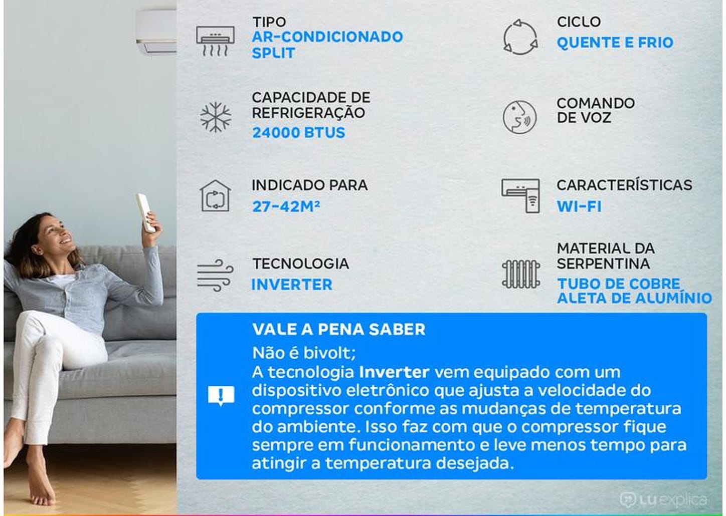 Ar-condicionado Split Gree Inverter 24.000BTUs Quente e Frio GWH24ATD-D6DNA2A