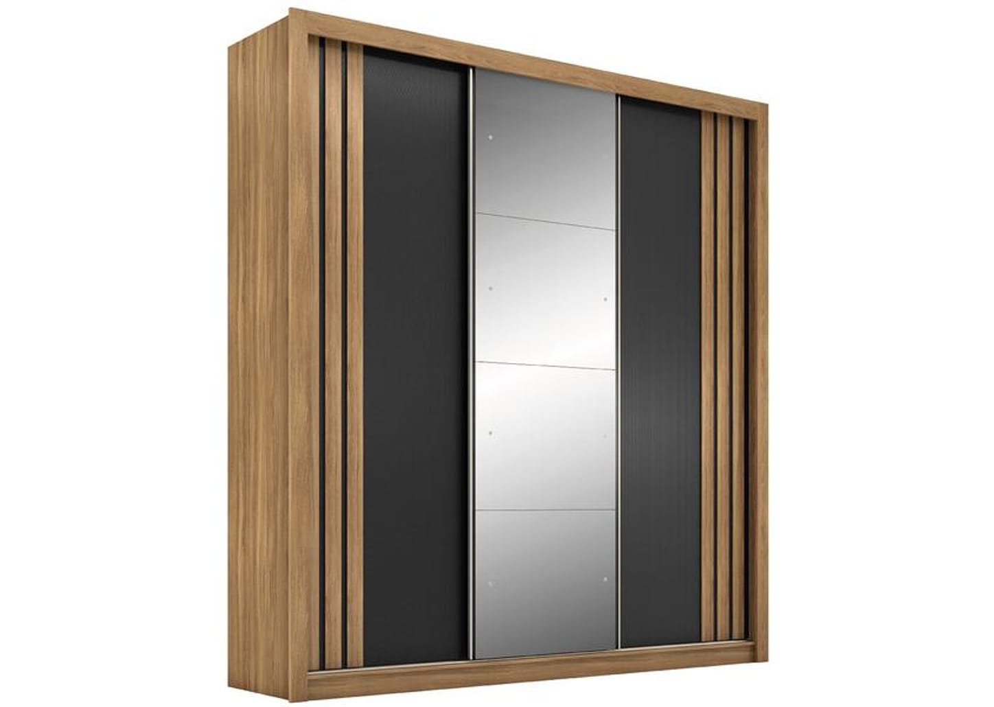 Guarda-roupa Casal com Espelho 3 Portas de Correr 2 Gavetas Demóbile Cannes