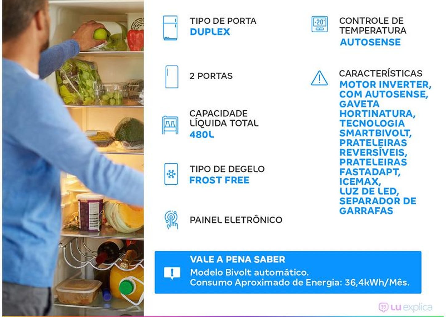 Geladeira Electrolux Frost Free Duplex Branco 480L Efficient IT70 Bi - IT70