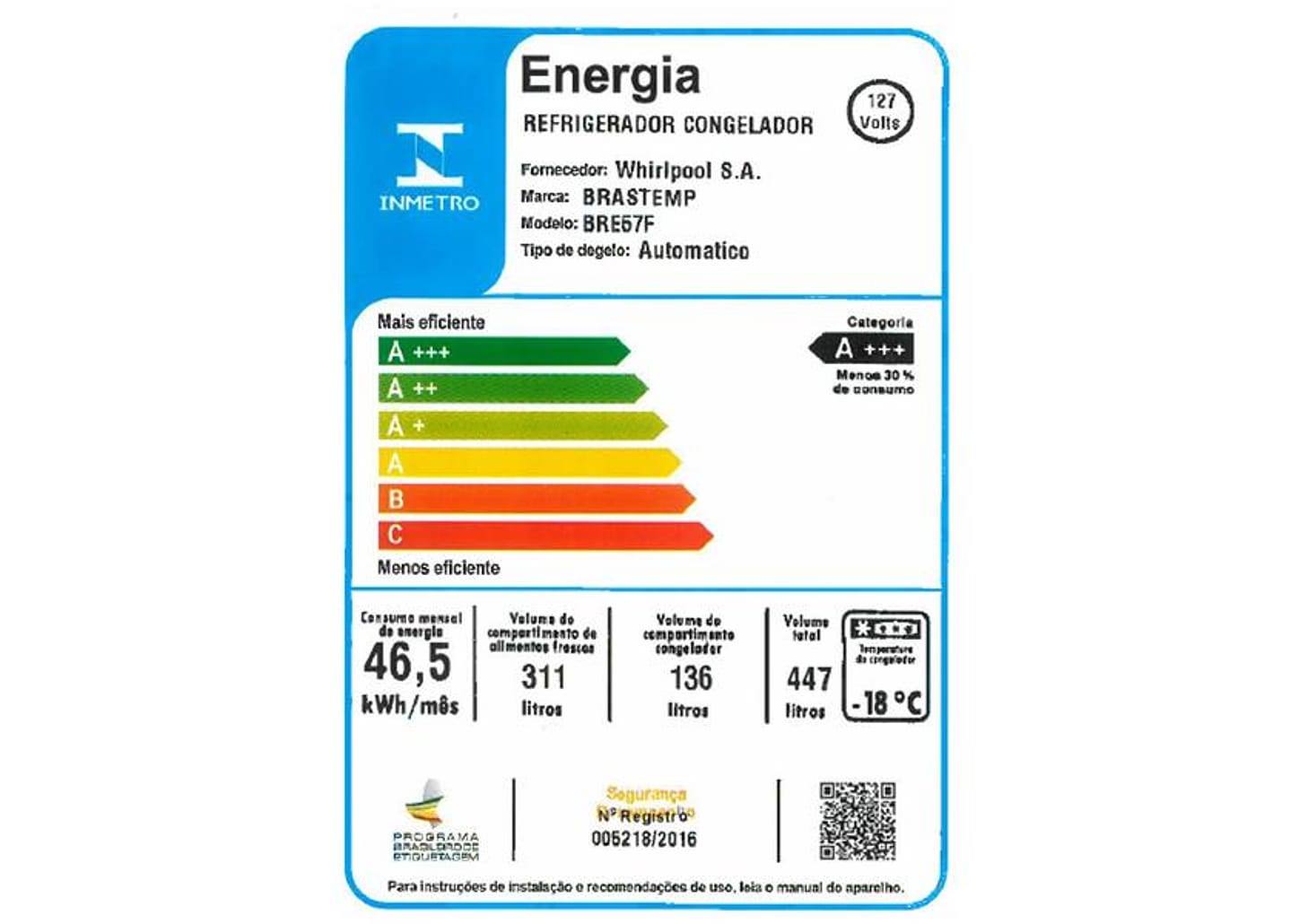 Geladeira/Refrigerador Brastemp Frost Free Duplex Prata 447L BRE57FK