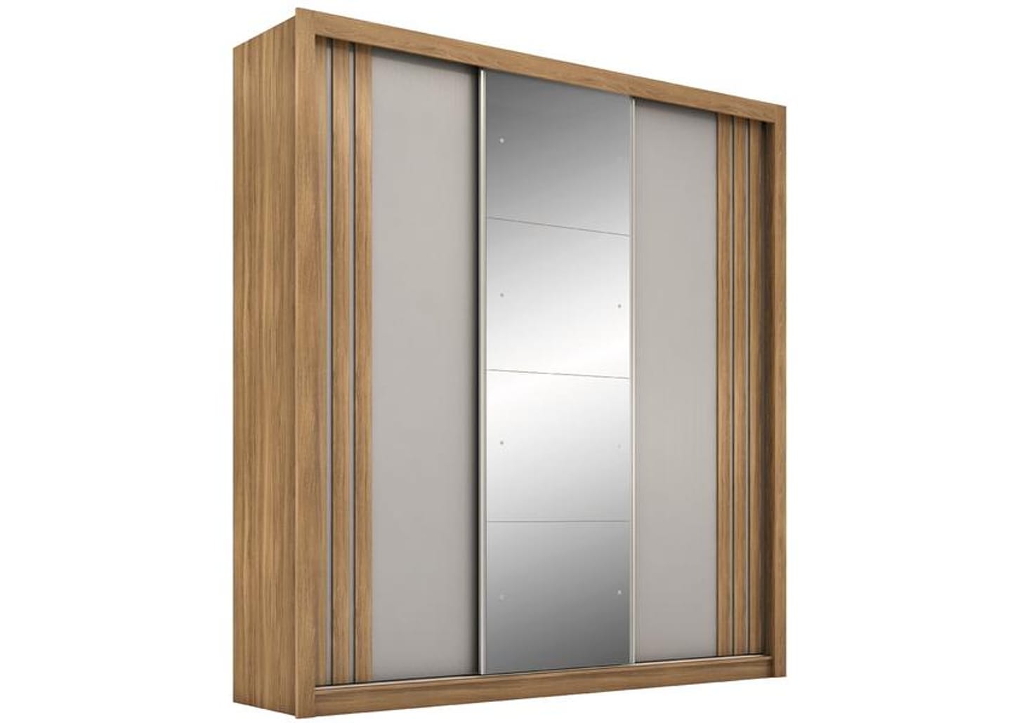 Guarda-roupa Casal com Espelho 3 Portas de Correr 2 Gavetas Demóbile Cannes