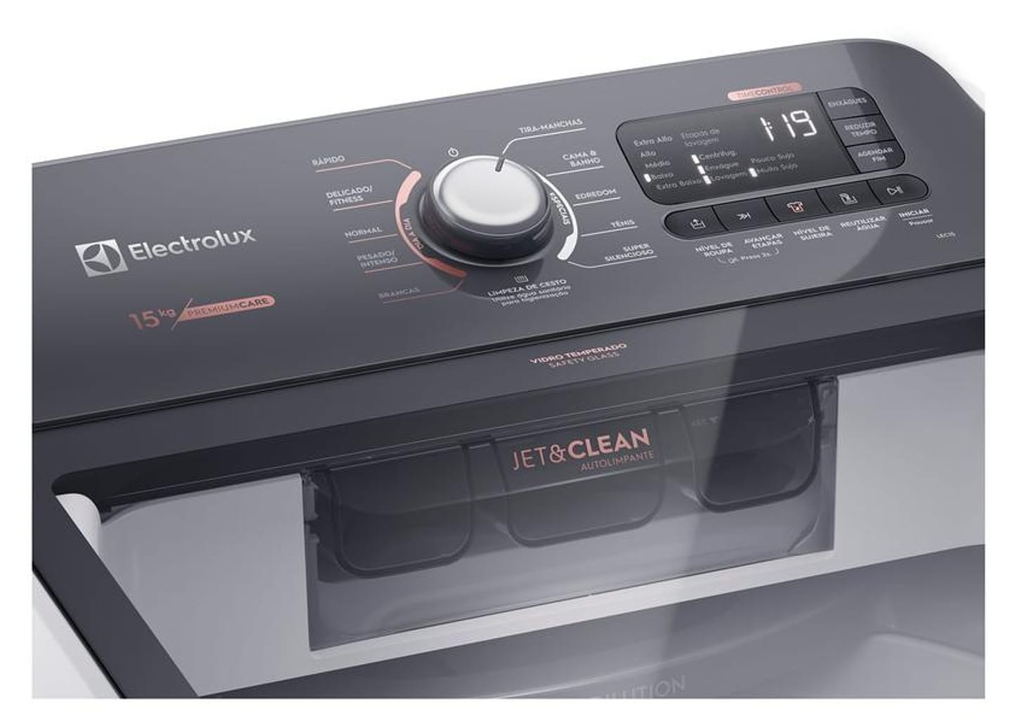 Lavadora de Roupas Electrolux 15kg Cesto Inox 11 Programas de Lavagem Branco Premium Care LEC15