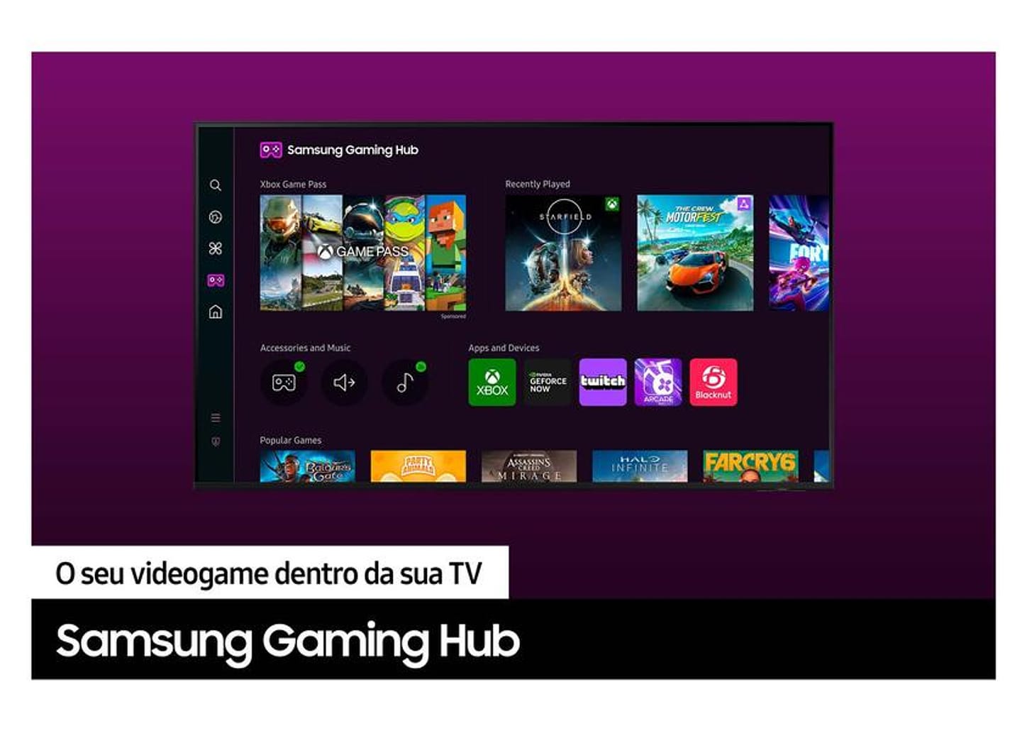 Smart TV 85” 4K UHD QLED Samsung Crystal - Wi-Fi Bluetooth com Alexa 3 HDMI 2 USB